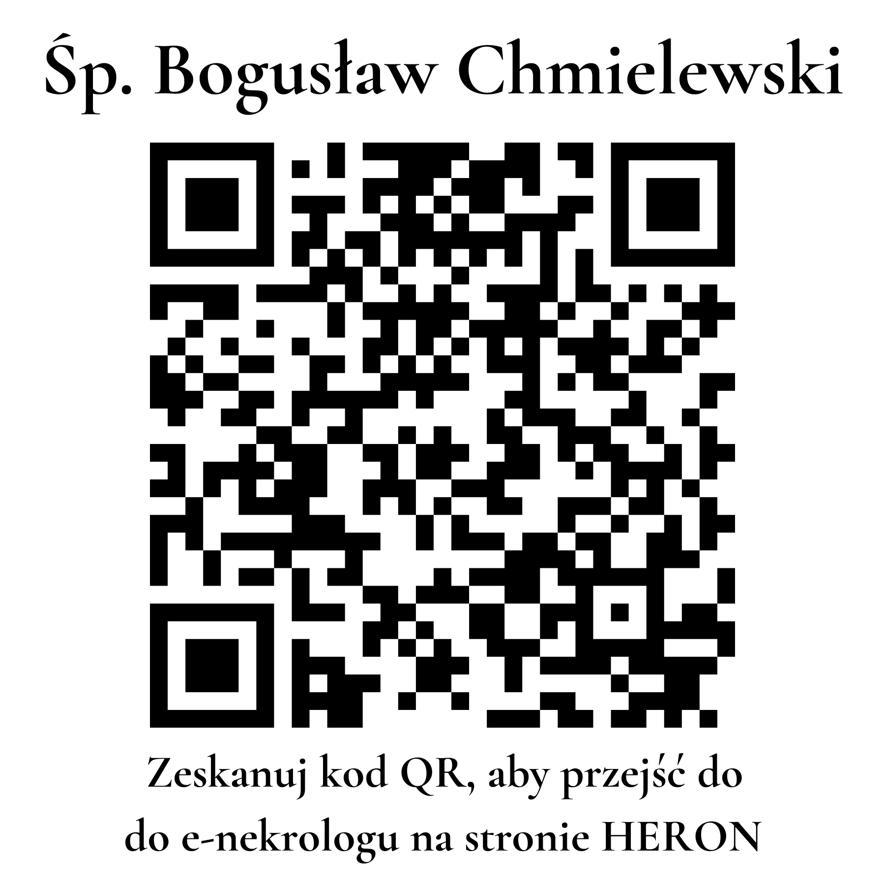 Kod QR do nekrologu Bogusław Chmielewski Kod QR do nekrologu Bogusław Chmielewski