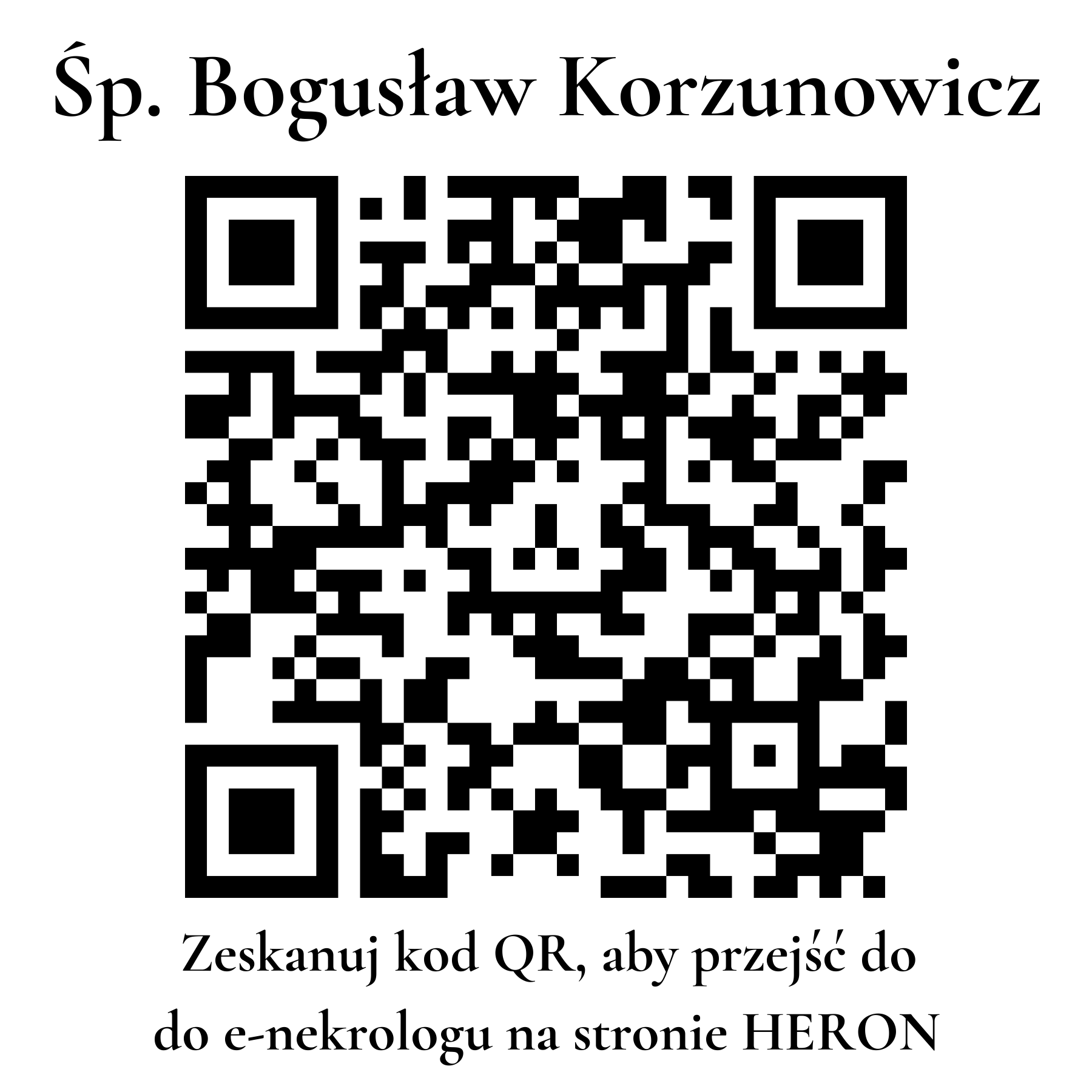 Kod QR do nekrologu Bogusław Korzunowicz Kod QR do nekrologu Bogusław Korzunowicz