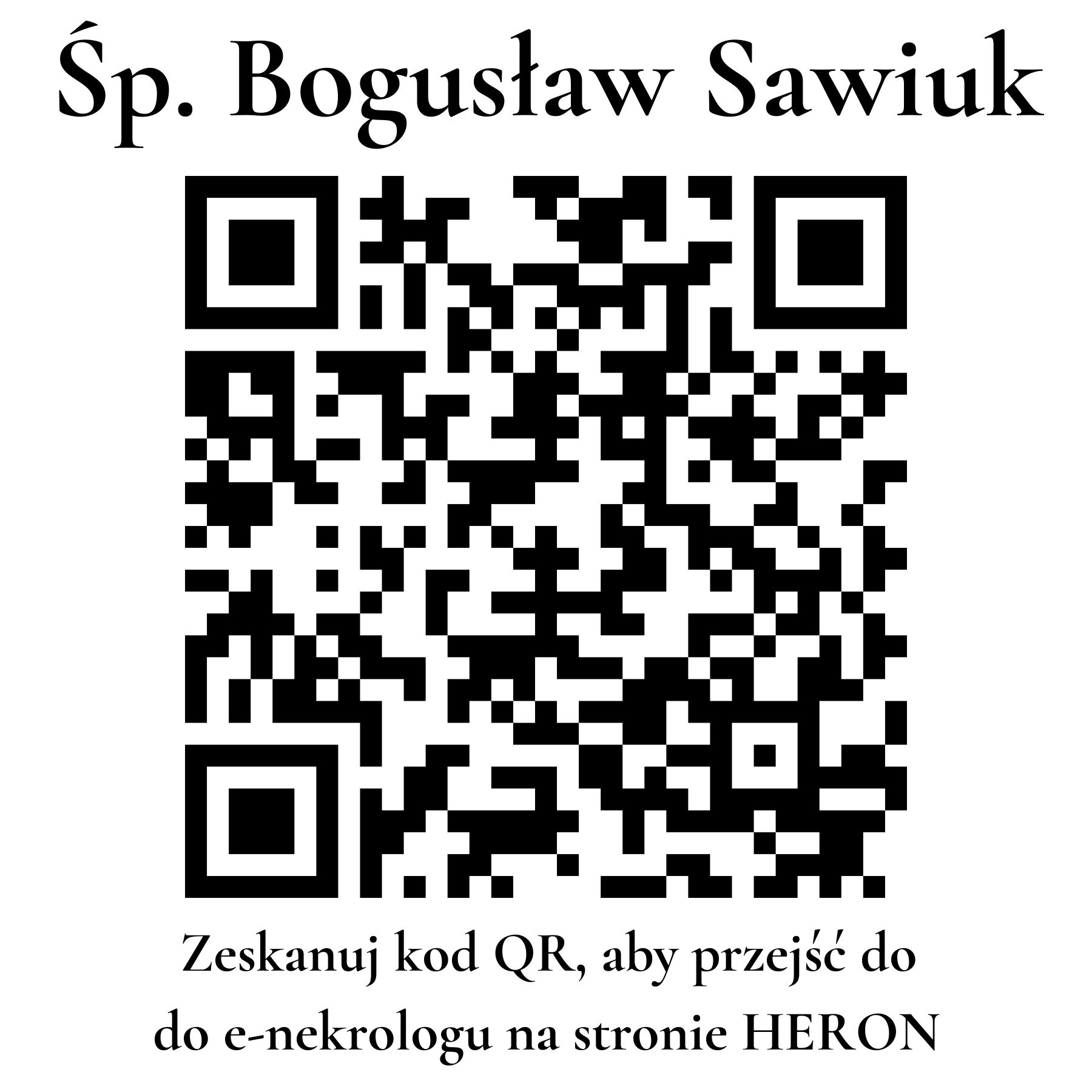 Kod QR do nekrologu Bogusław Sawiuk Kod QR do nekrologu Bogusław Sawiuk