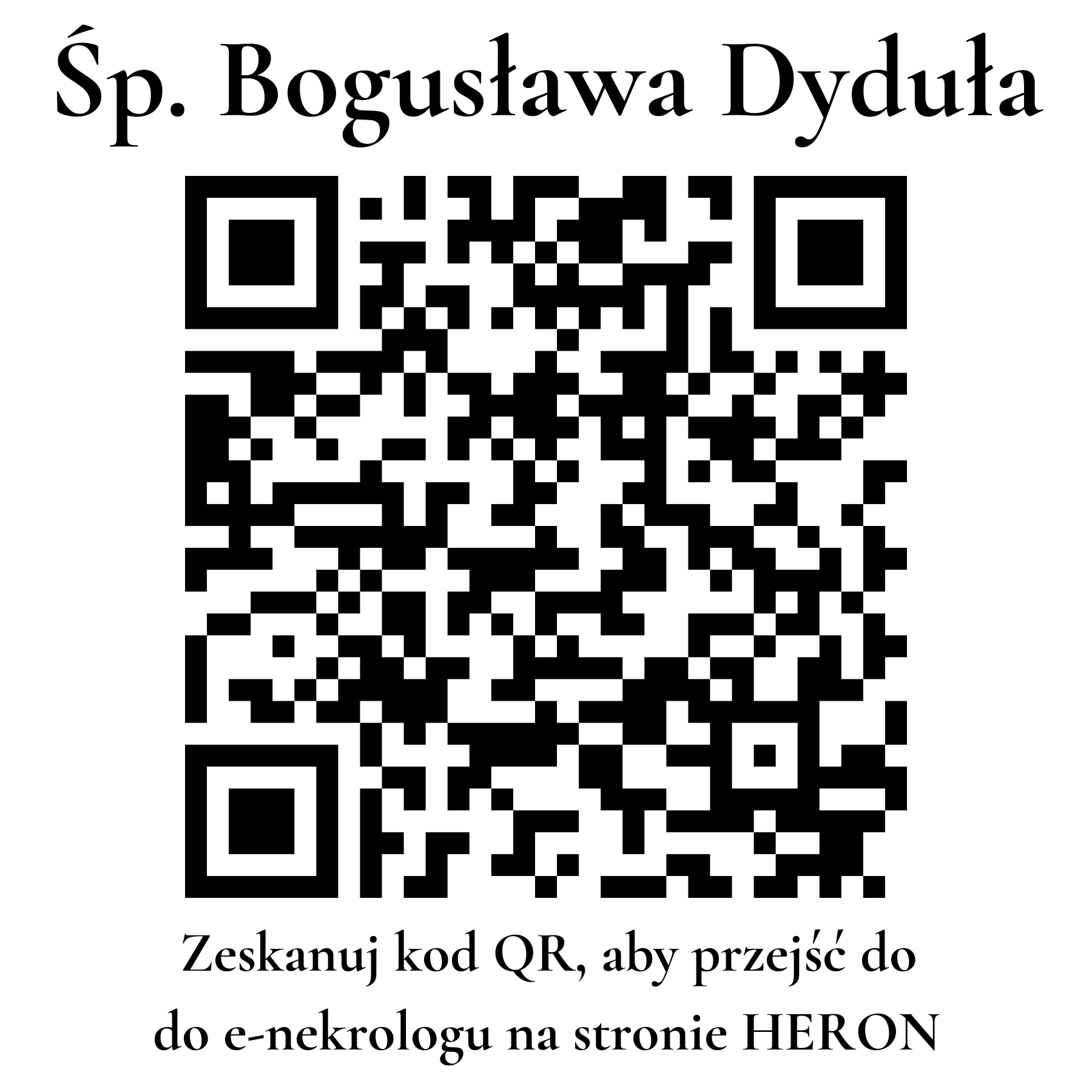 Kod QR do nekrologu Bogusława Dyduła Kod QR do nekrologu Bogusława Dyduła