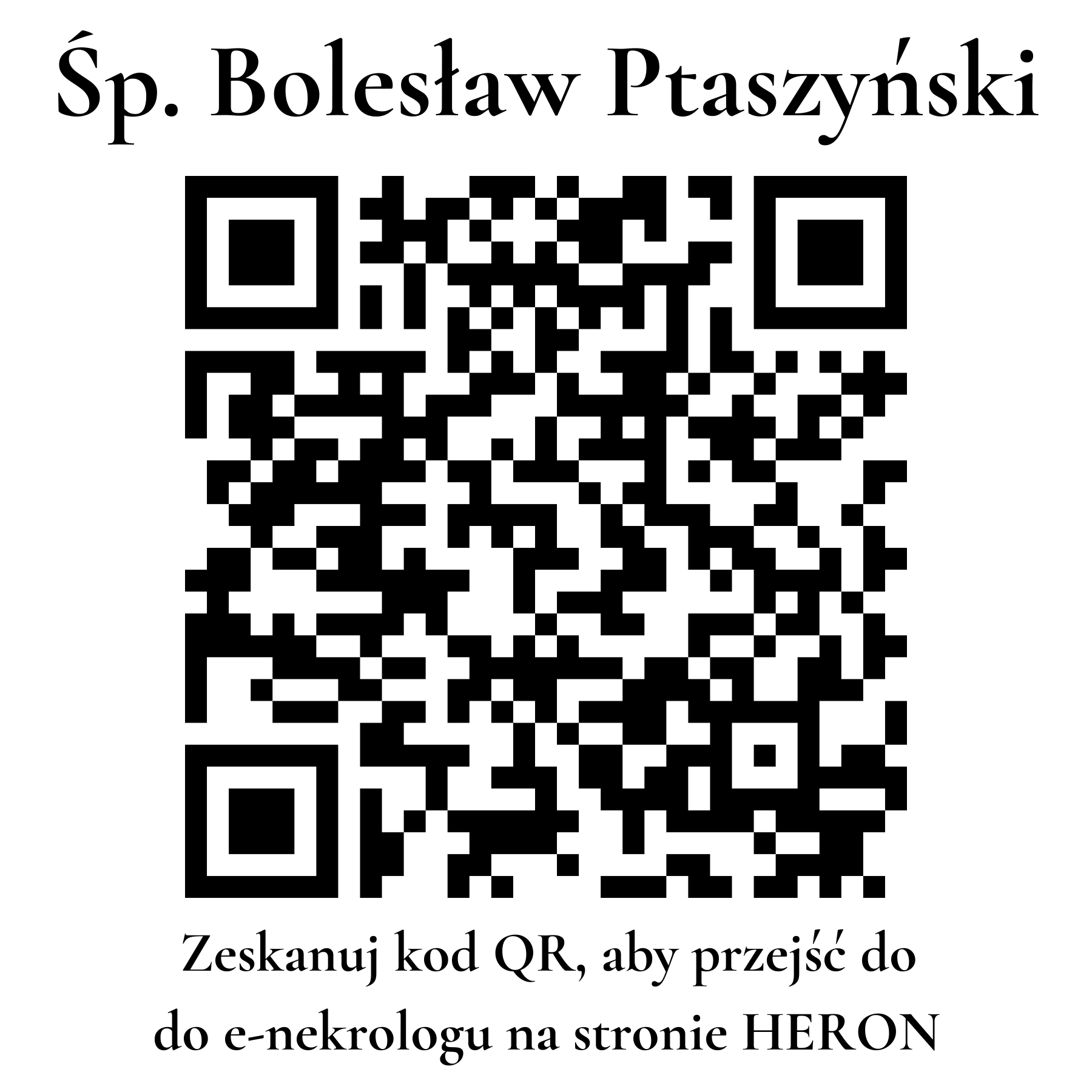 Kod QR do nekrologu Bolesław Ptaszyński Kod QR do nekrologu Bolesław Ptaszyński