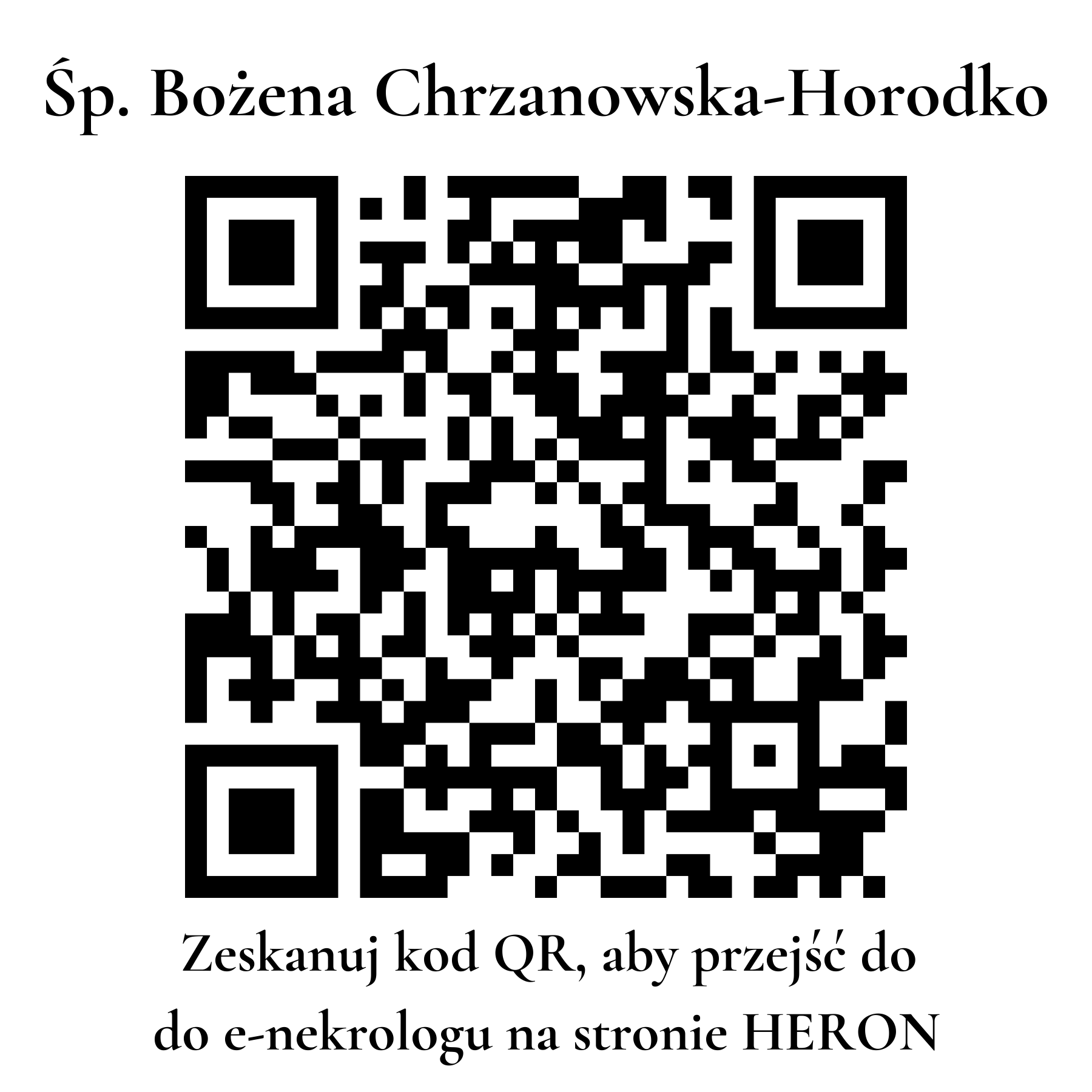 Kod QR do nekrologu Bożena Chrzanowska-Horodko Kod QR do nekrologu Bożena Chrzanowska-Horodko