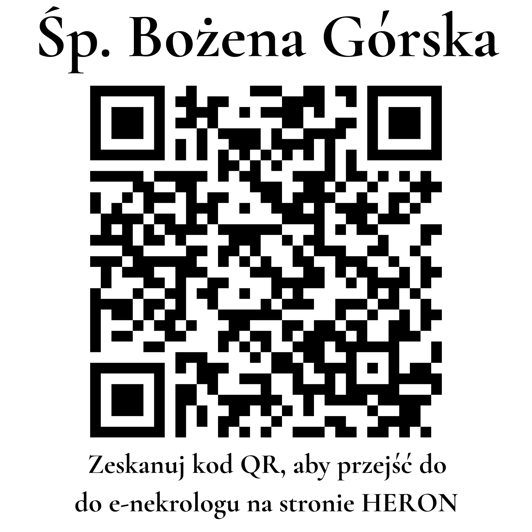 Kod QR do nekrologu Bożena Górska Kod QR do nekrologu Bożena Górska