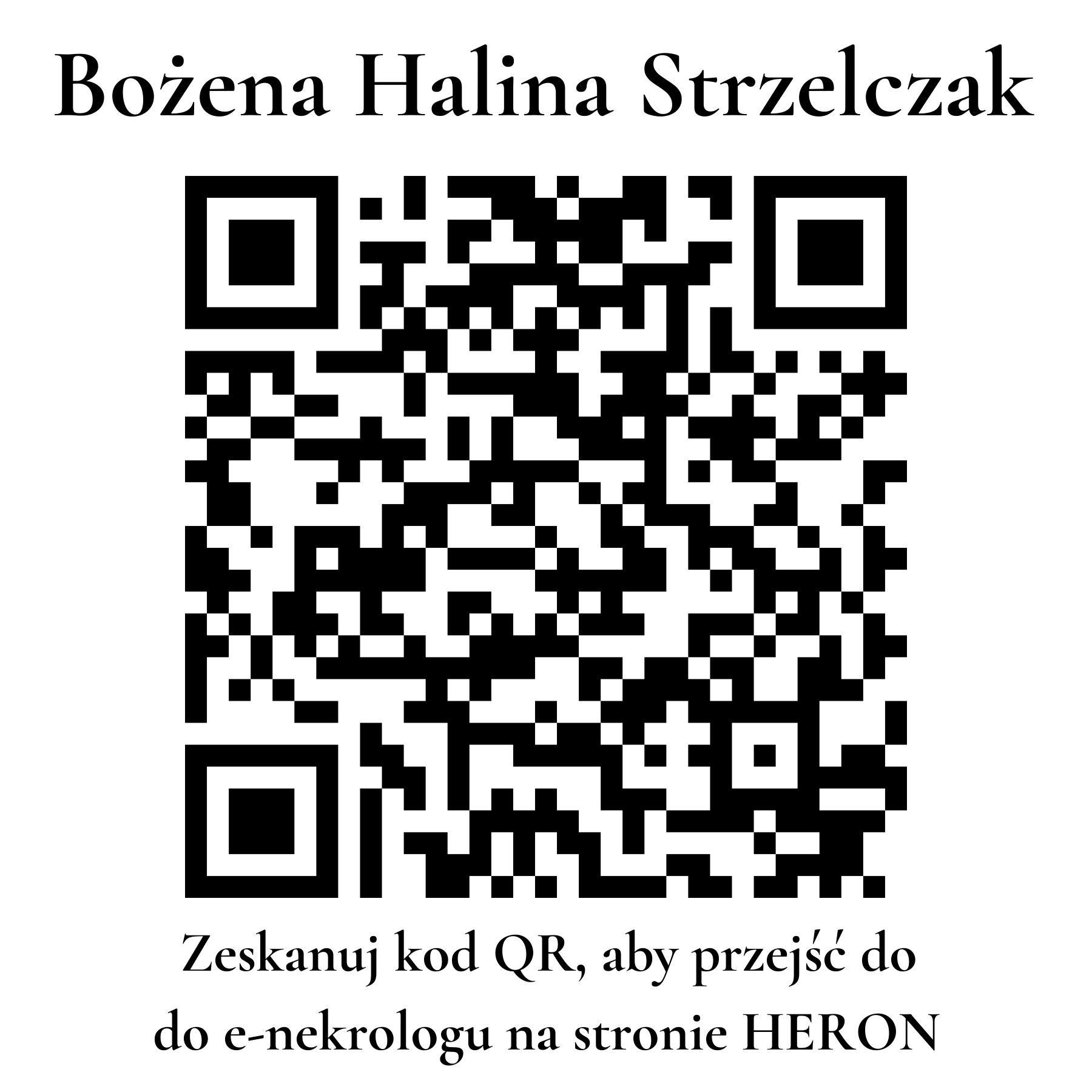 Kod QR do nekrologu Bożena Halina Strzelczak Kod QR do nekrologu Bożena Halina Strzelczak