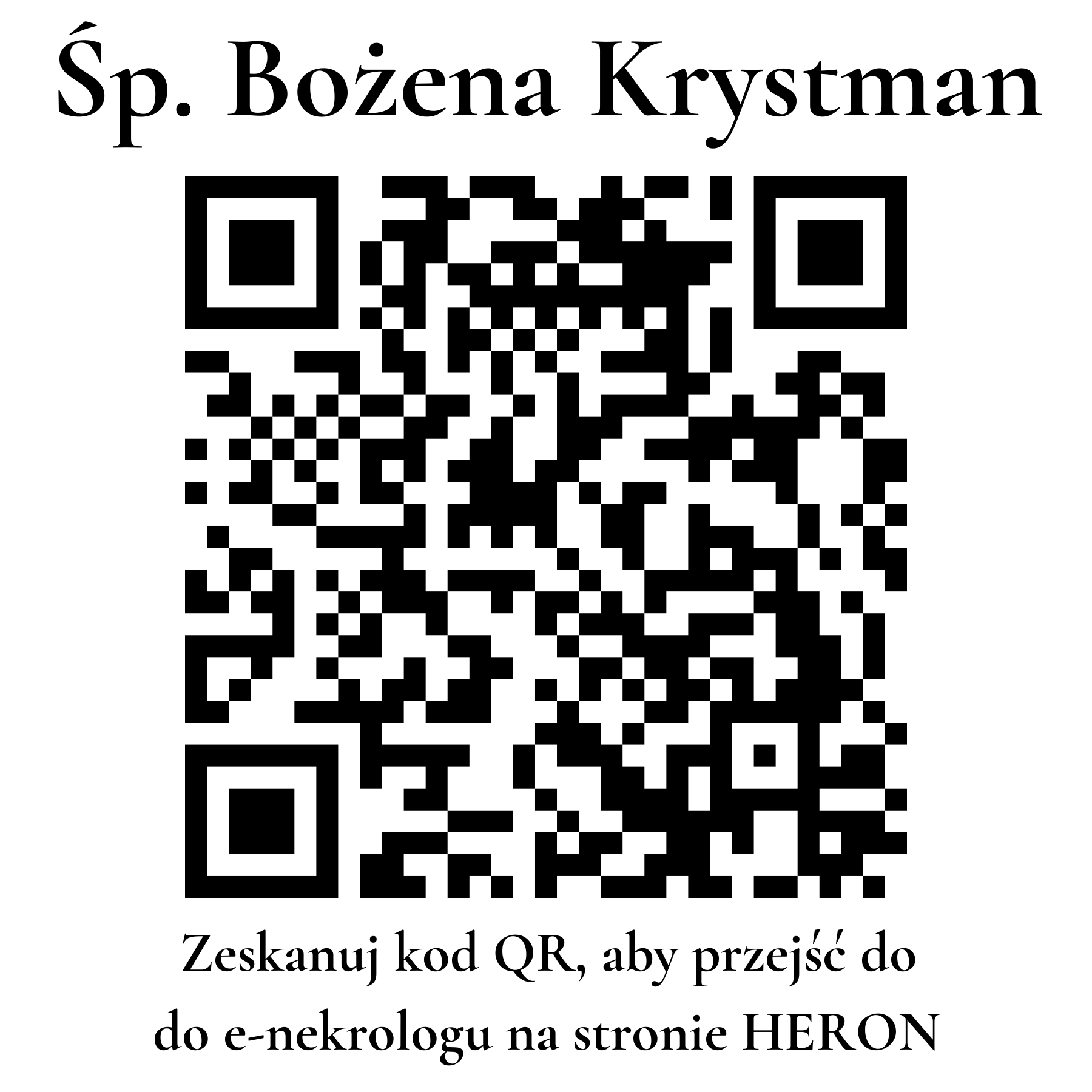 Kod QR do nekrologu Bożena Krystman Kod QR do nekrologu Bożena Krystman