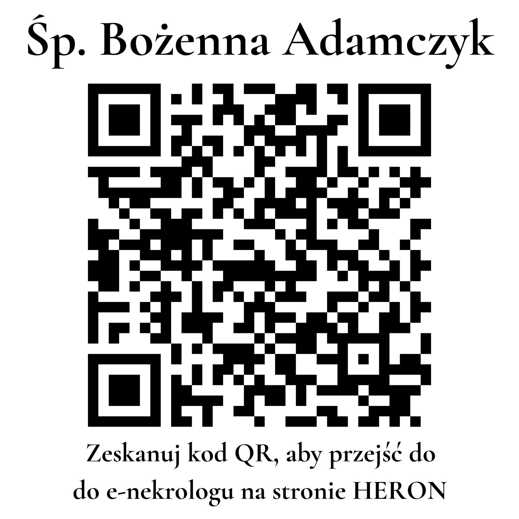 Kod QR do nekrologu Bożenna Adamczyk