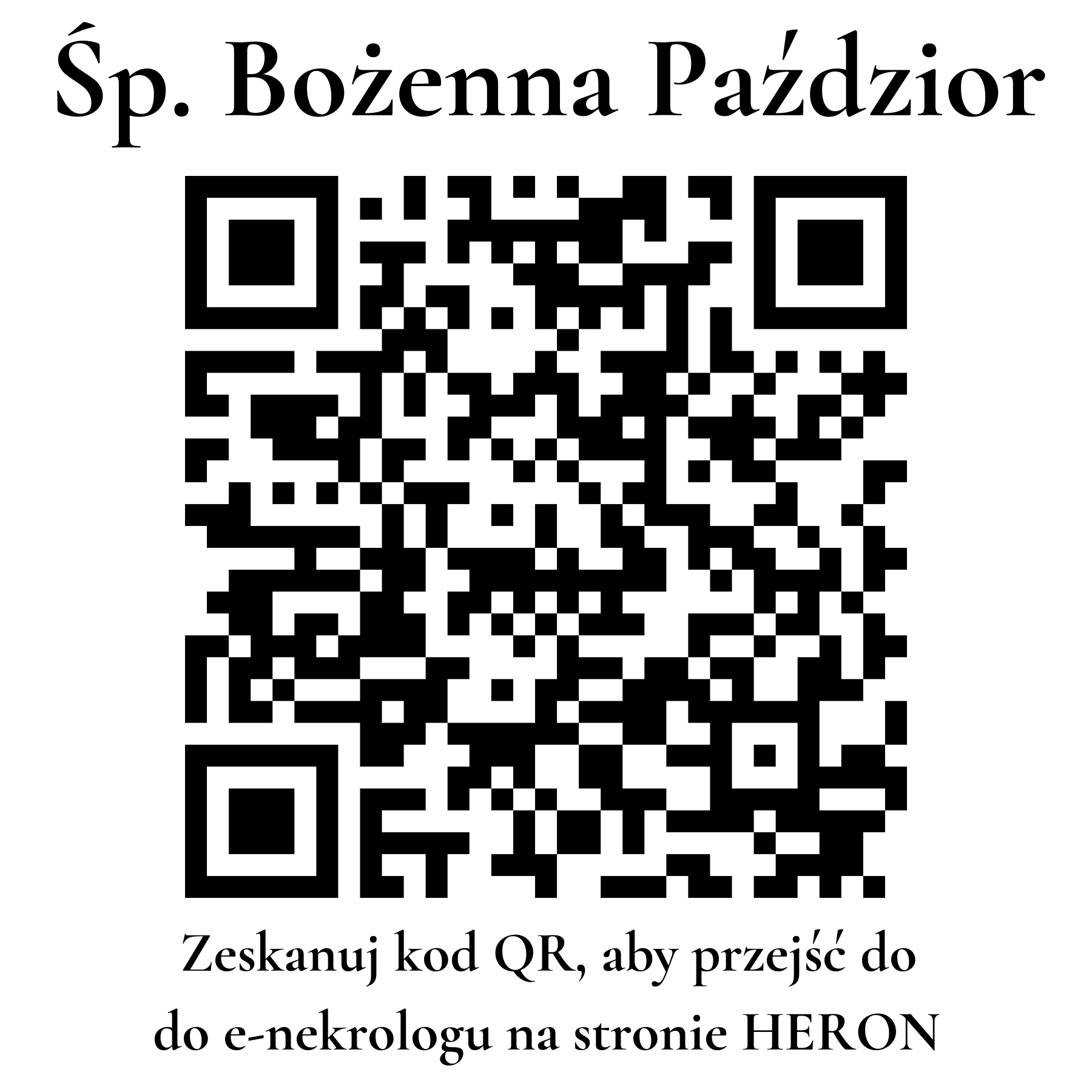 Kod QR do nekrologu Bożenna Paździor
