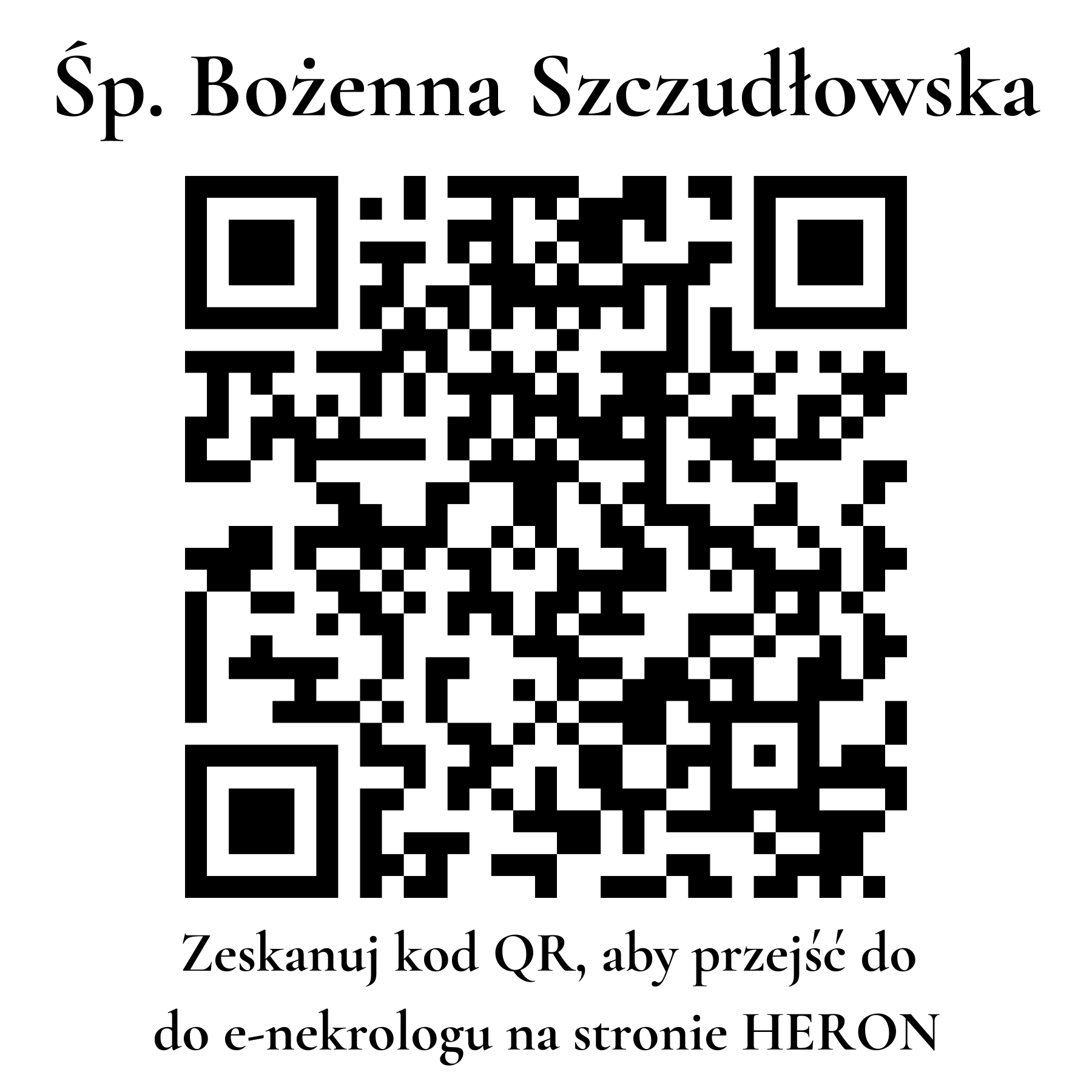 Kod QR do nekrologu Bożenna Szczudłowska Kod QR do nekrologu Bożenna Szczudłowska