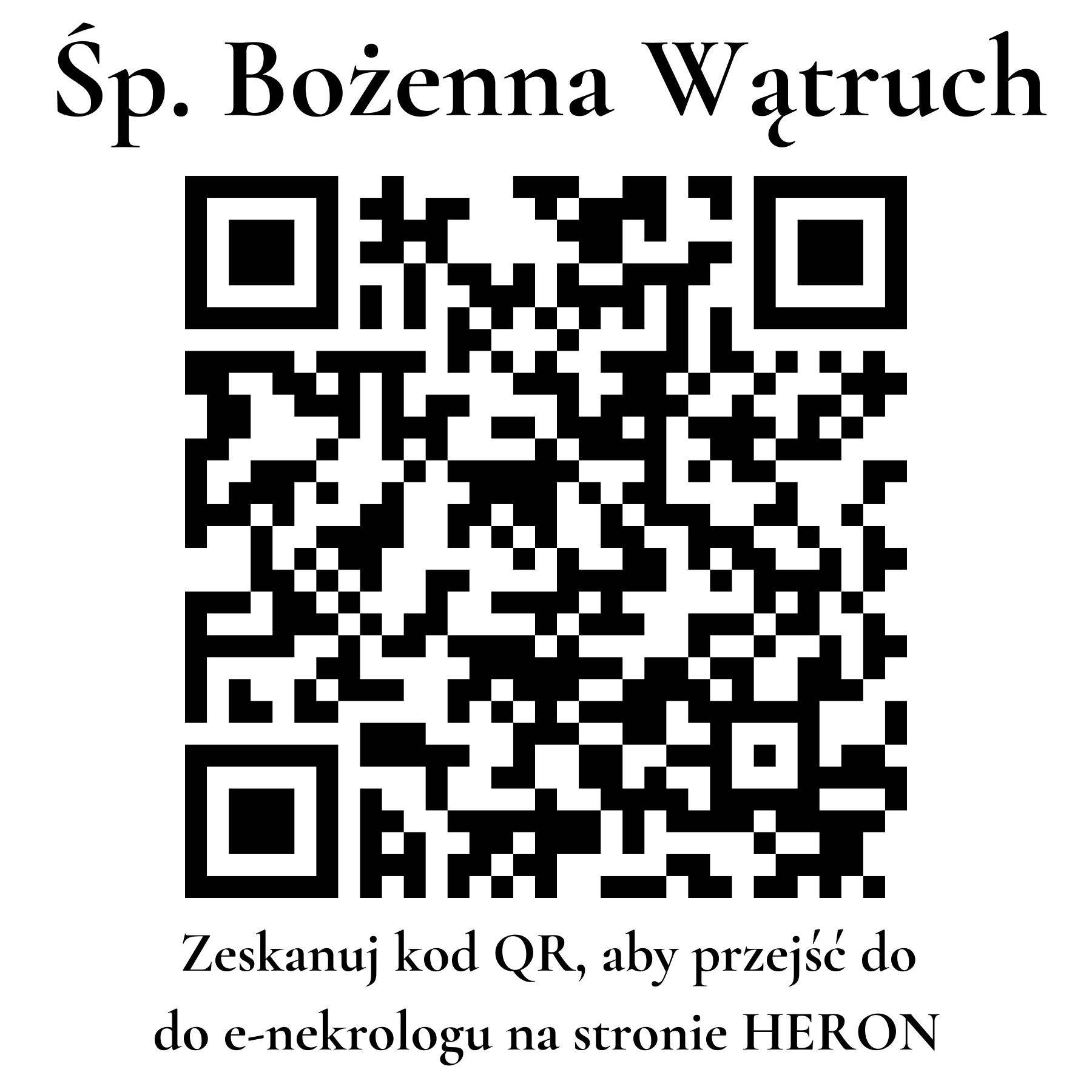 Kod QR do nekrologu Bożenna Wątruch Kod QR do nekrologu Bożenna Wątruch