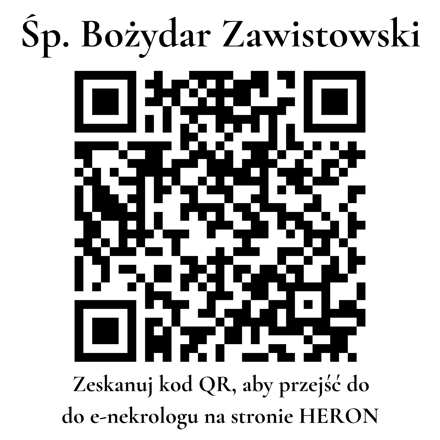 Kod QR do nekrologu Bożydar Zawistowski Kod QR do nekrologu Bożydar Zawistowski