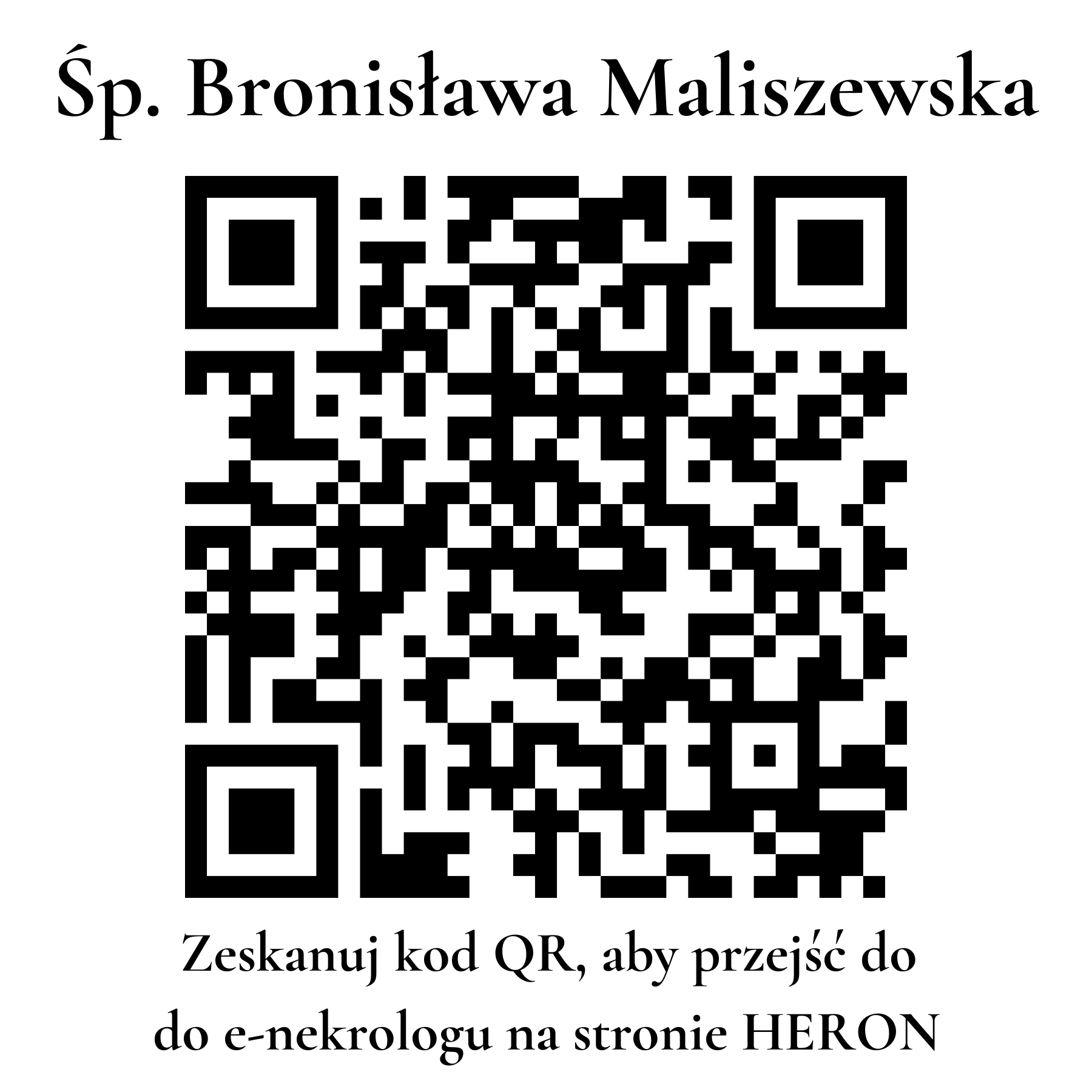Kod QR do nekrologu Bronisława Maliszewska
