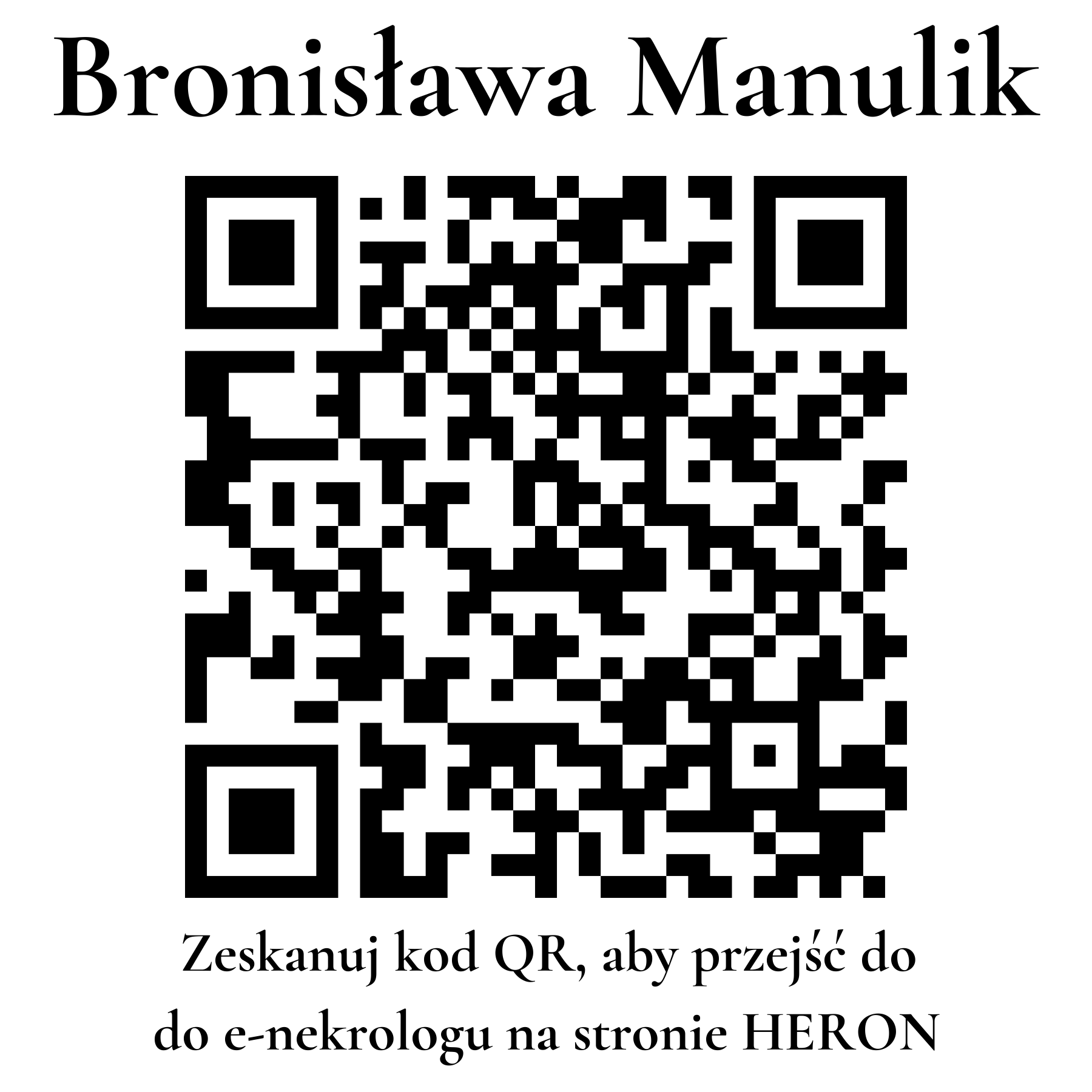 Kod QR do nekrologu Bronisława Manulik