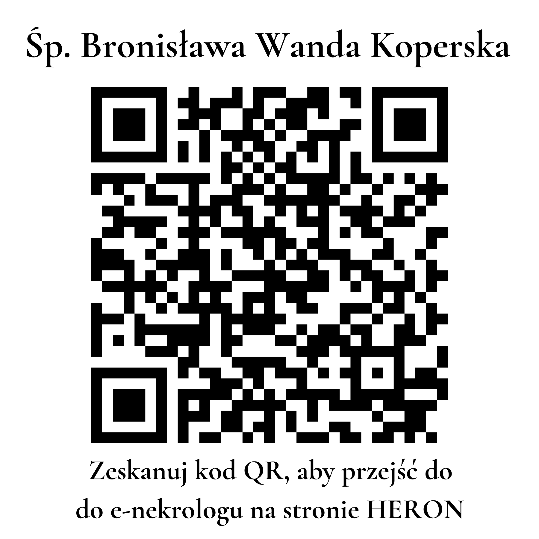 Kod QR do nekrologu Bronisława Wanda Koperska