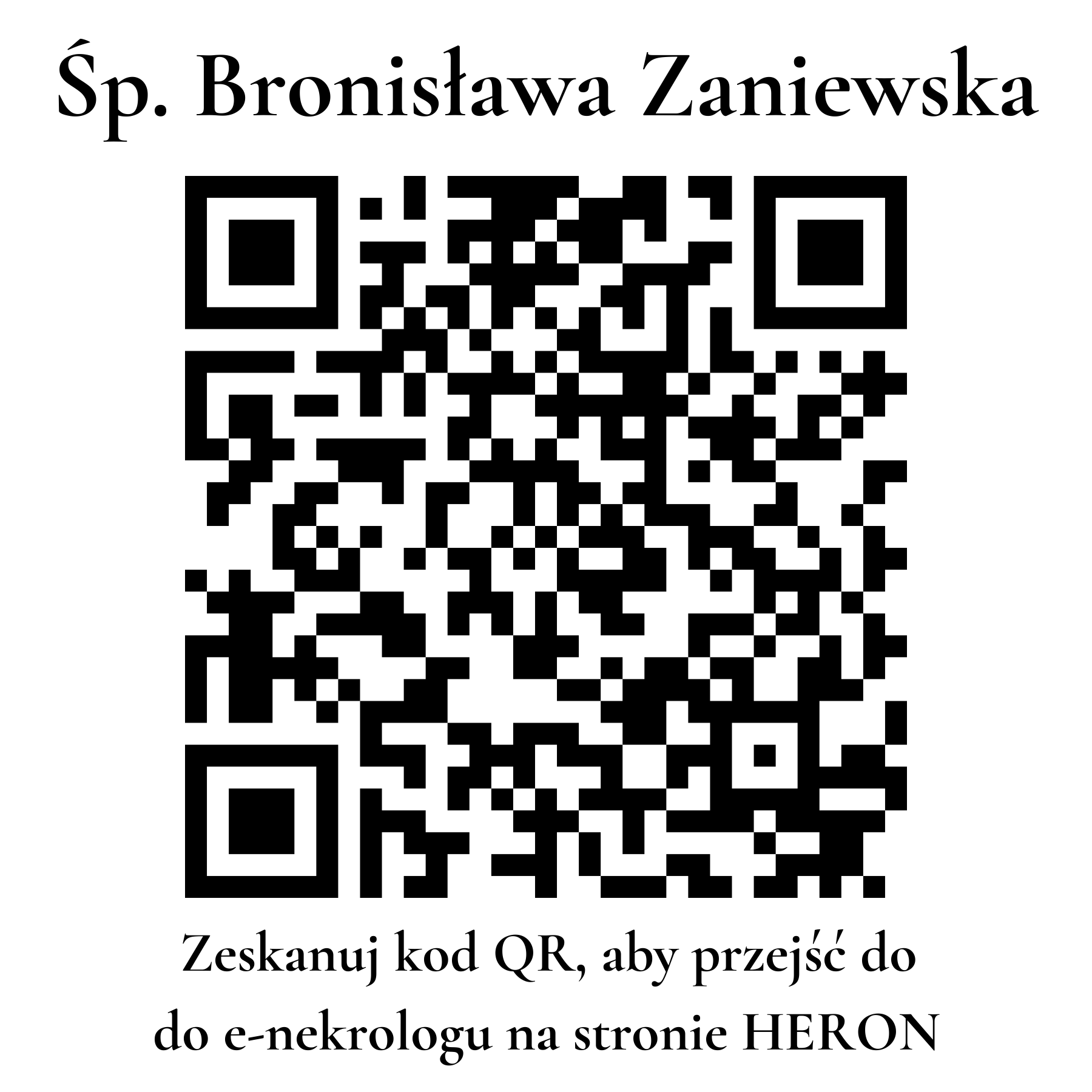 Kod QR do nekrologu Bronisława Zaniewska