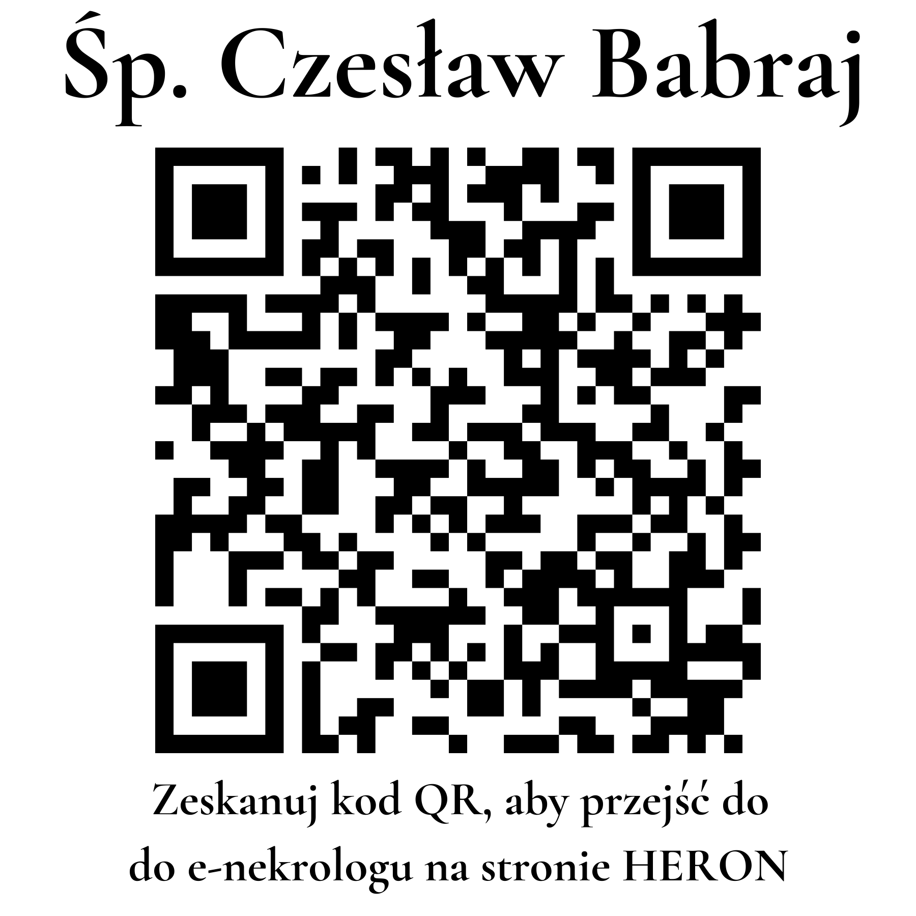 Kod QR do nekrologu Czesław Babraj Kod QR do nekrologu Czesław Babraj