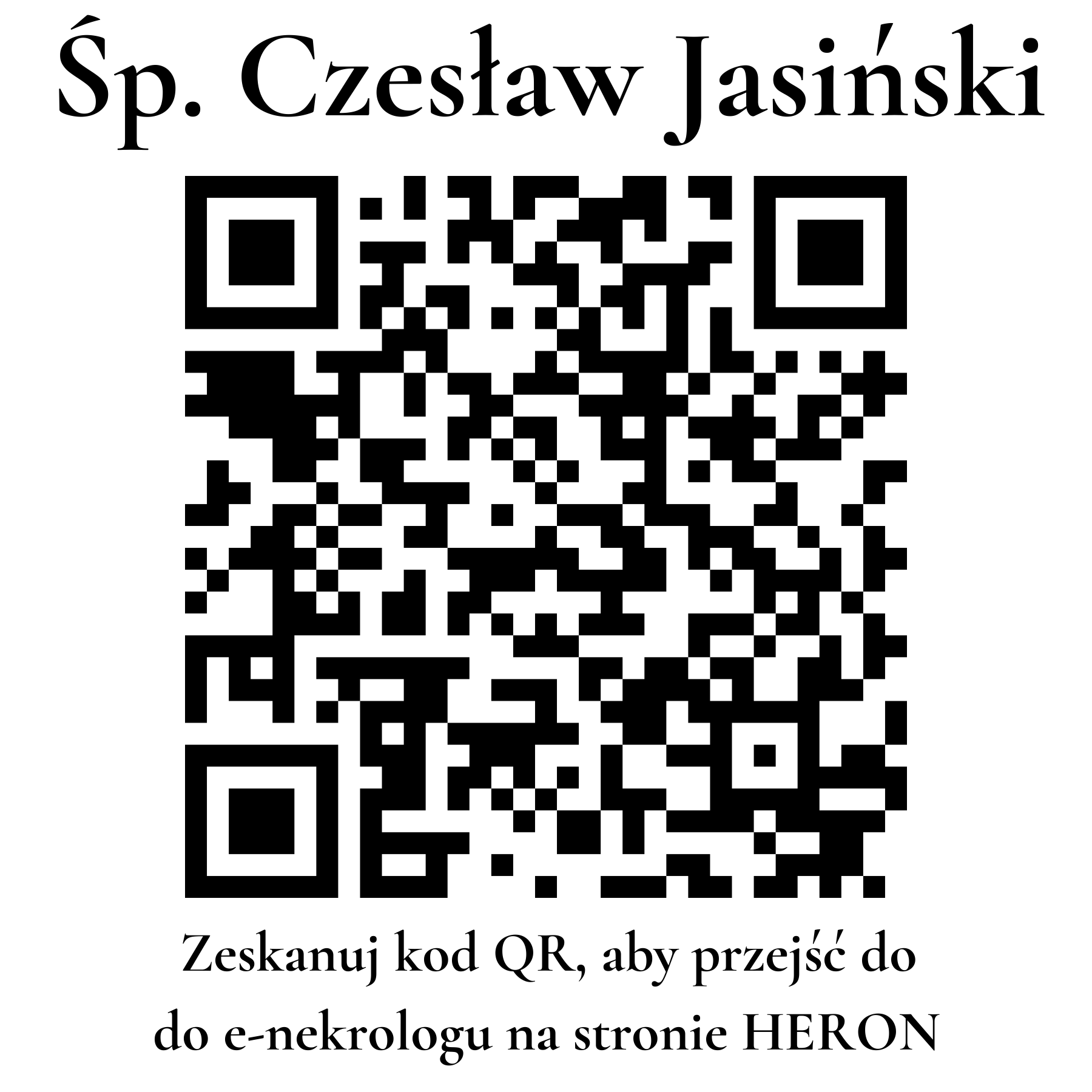 Kod QR do nekrologu Czesław Jasiński Kod QR do nekrologu Czesław Jasiński