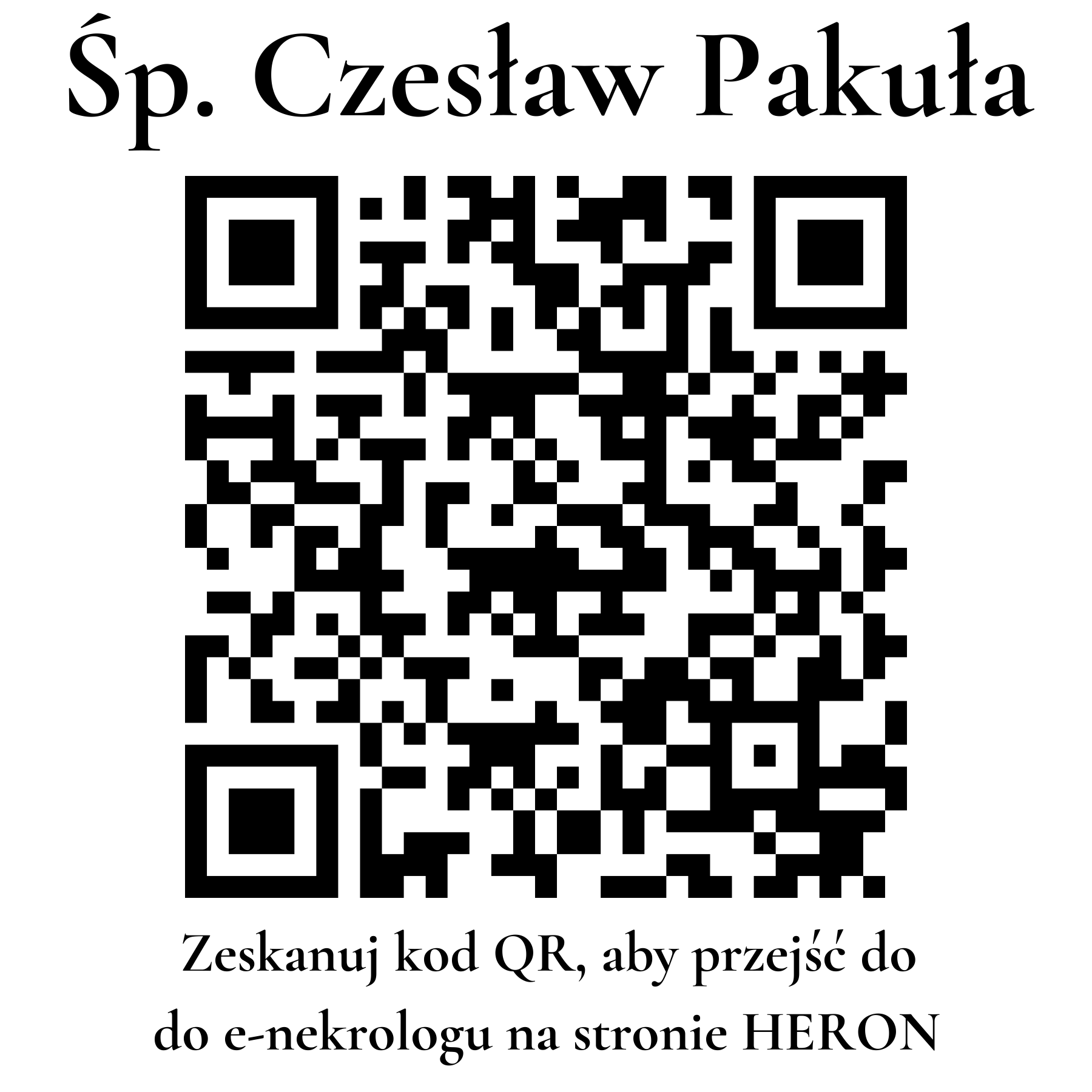 Kod QR do nekrologu Czesław Pakuła Kod QR do nekrologu Czesław Pakuła