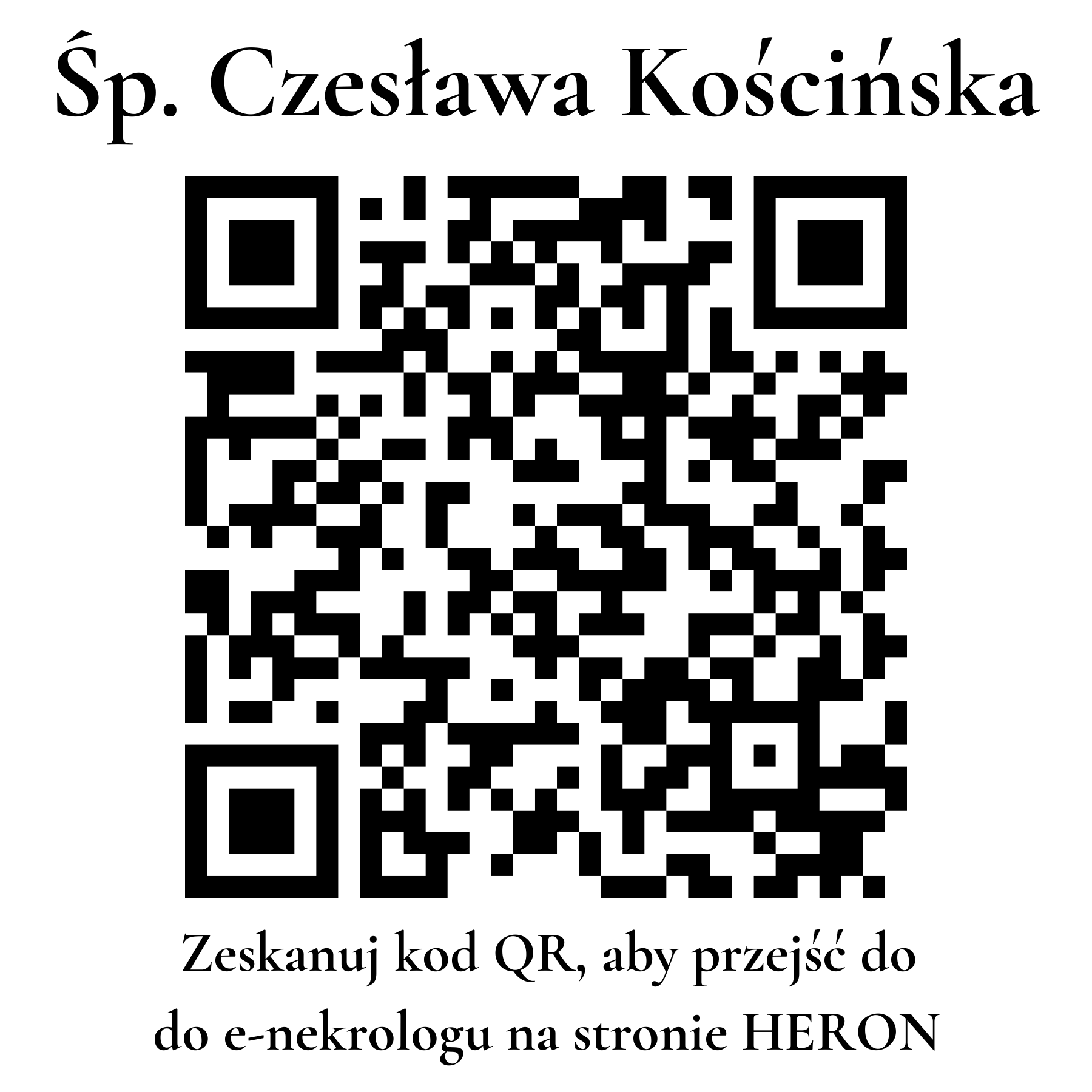 Kod QR do nekrologu Czesława Kościńska Kod QR do nekrologu Czesława Kościńska