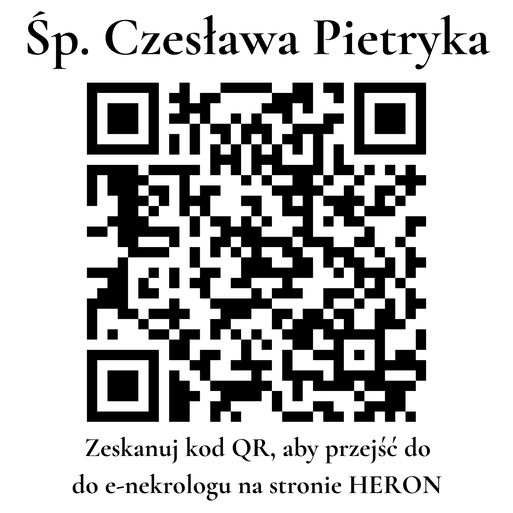 Kod QR do nekrologu Czesława Pietryka