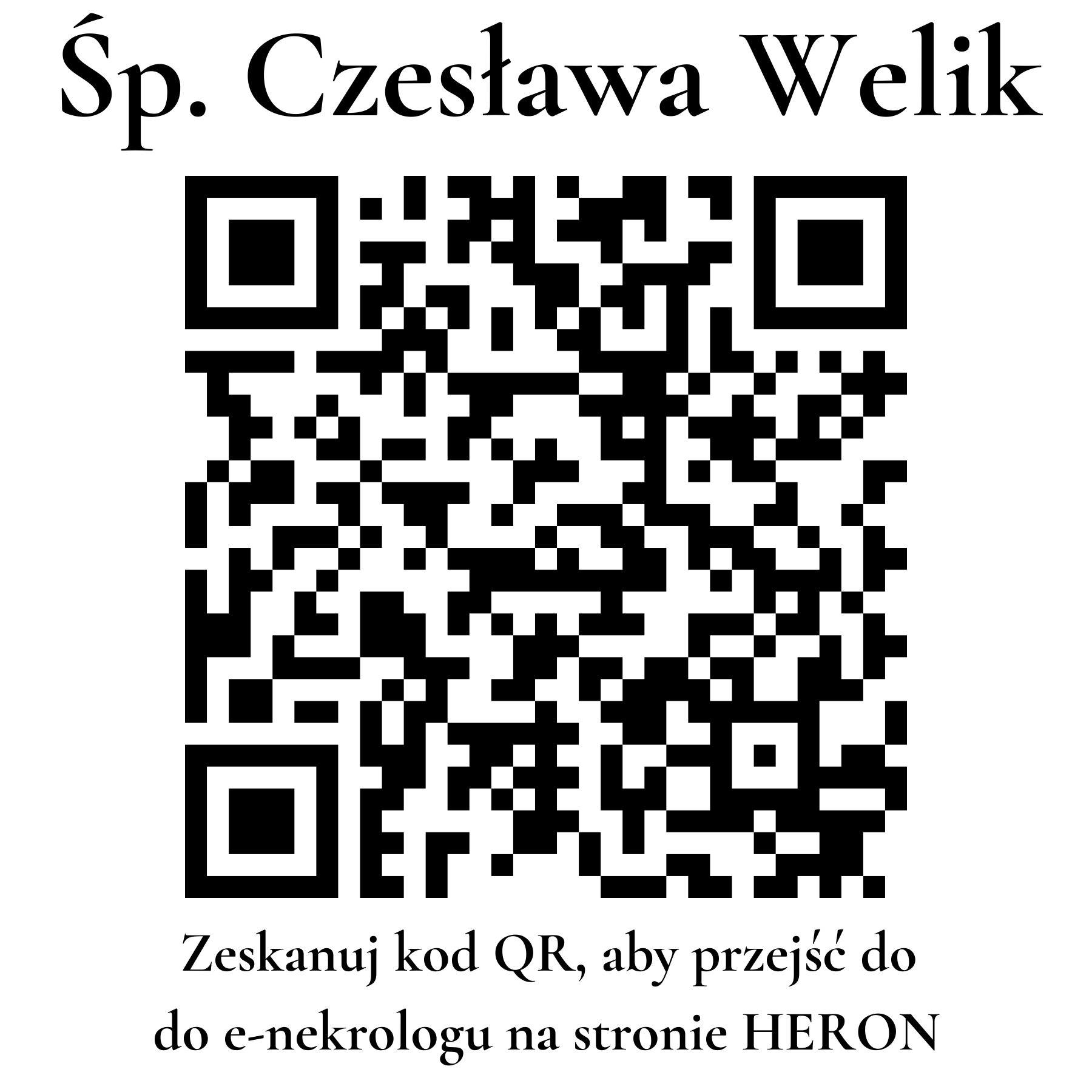 Kod QR do nekrologu Czesława Welik