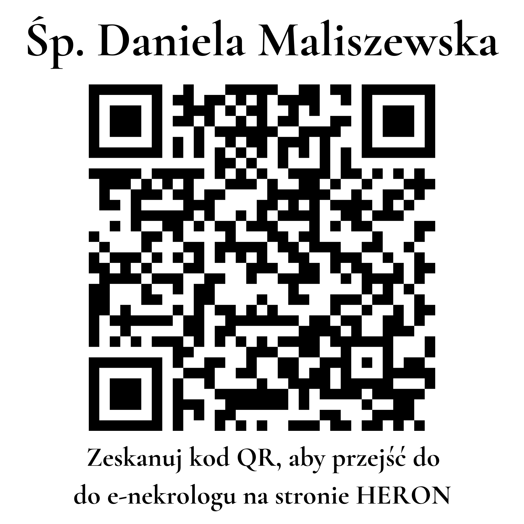 Kod QR do nekrologu Daniela Maliszewska Kod QR do nekrologu Daniela Maliszewska