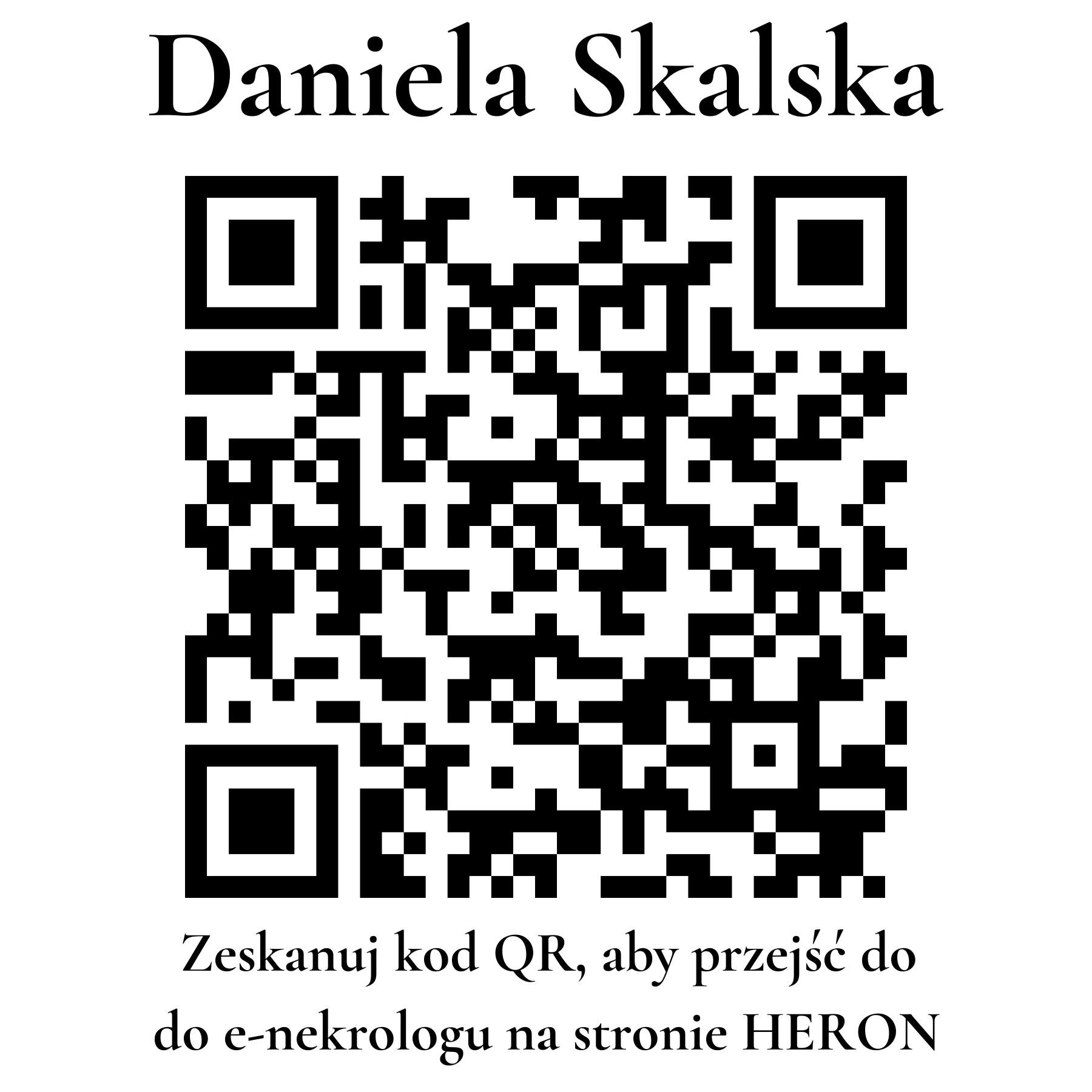 Kod QR do nekrologu Daniela Skalska
