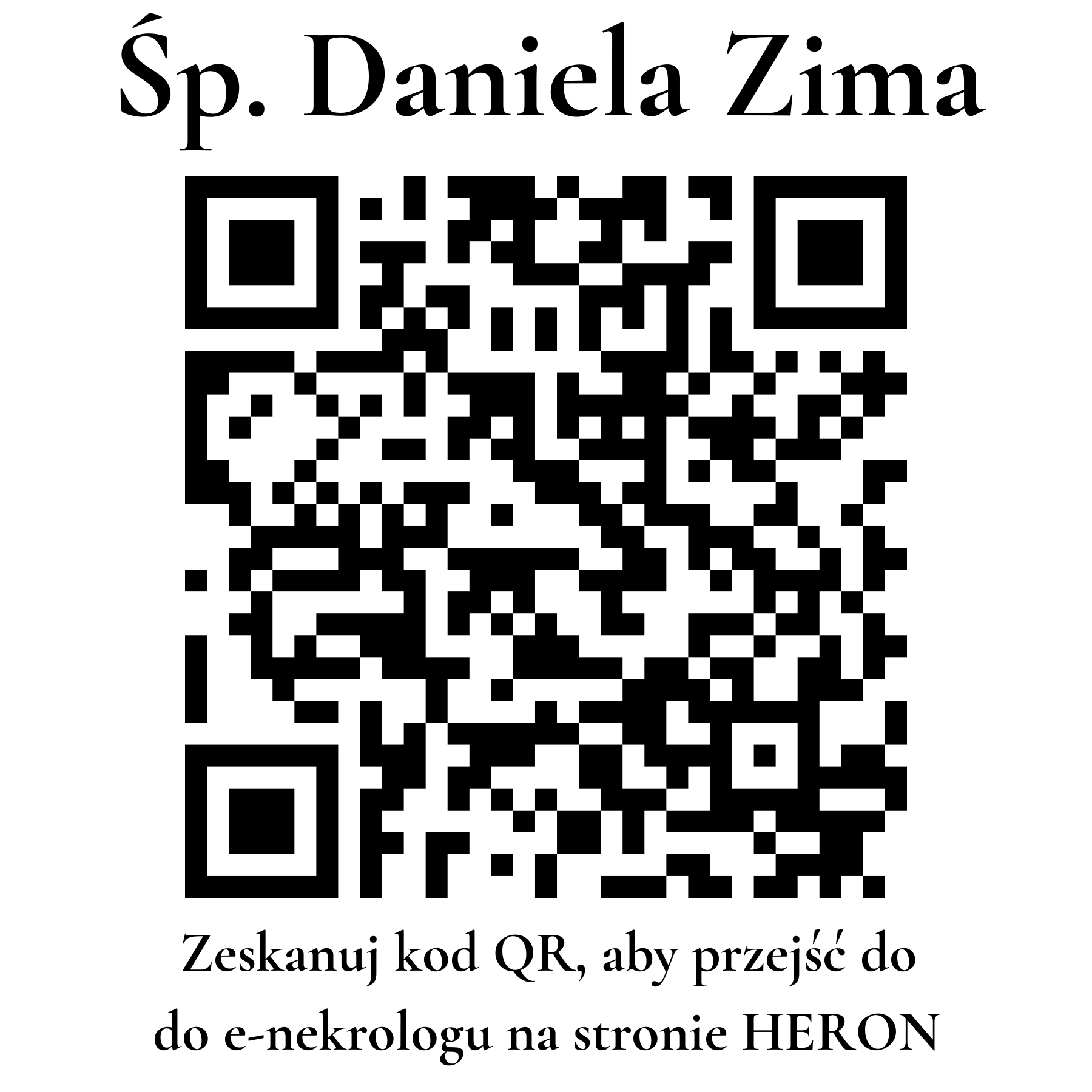 Kod QR do nekrologu Daniela Zima Kod QR do nekrologu Daniela Zima