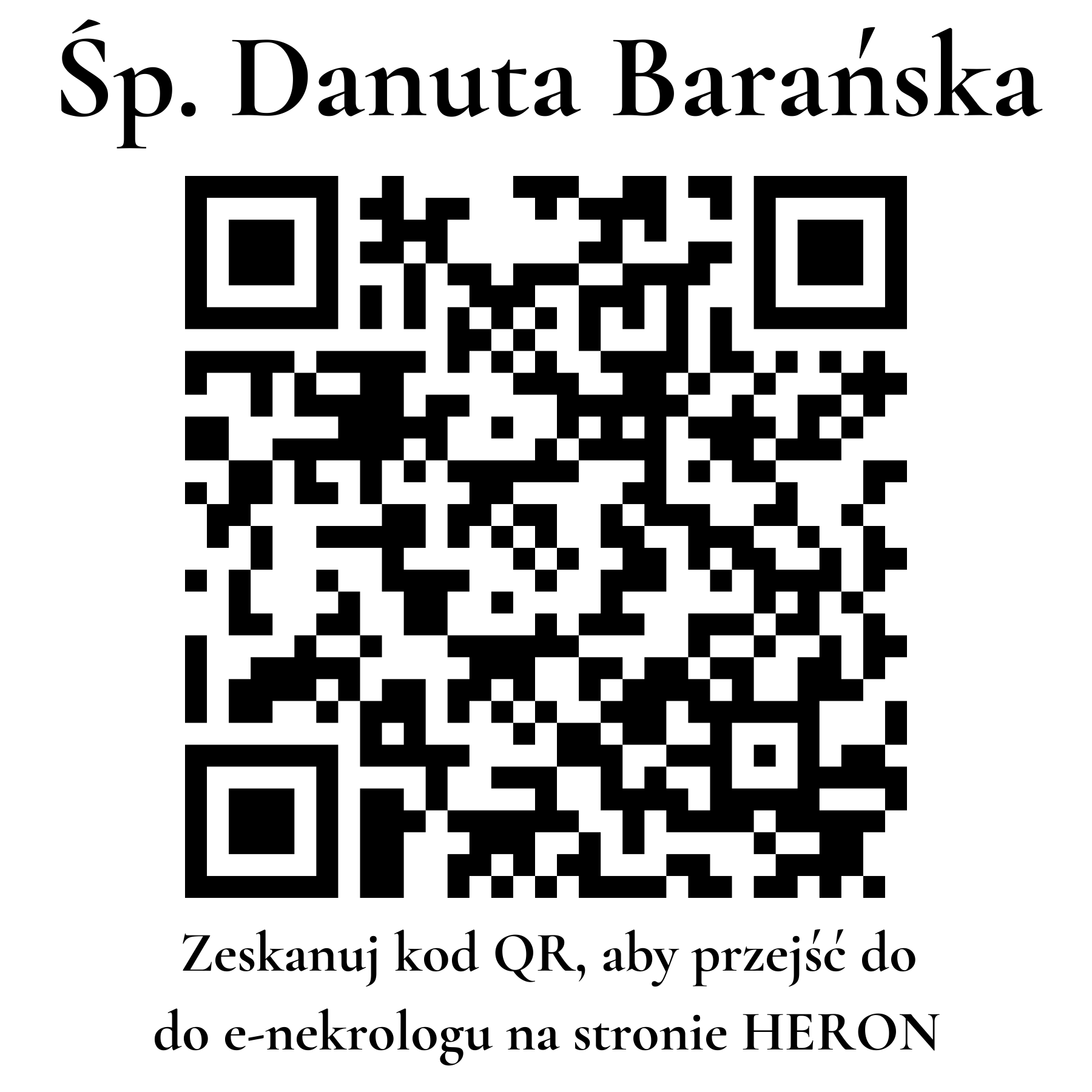 Kod QR do nekrologu Danuta Barańska Kod QR do nekrologu Danuta Barańska