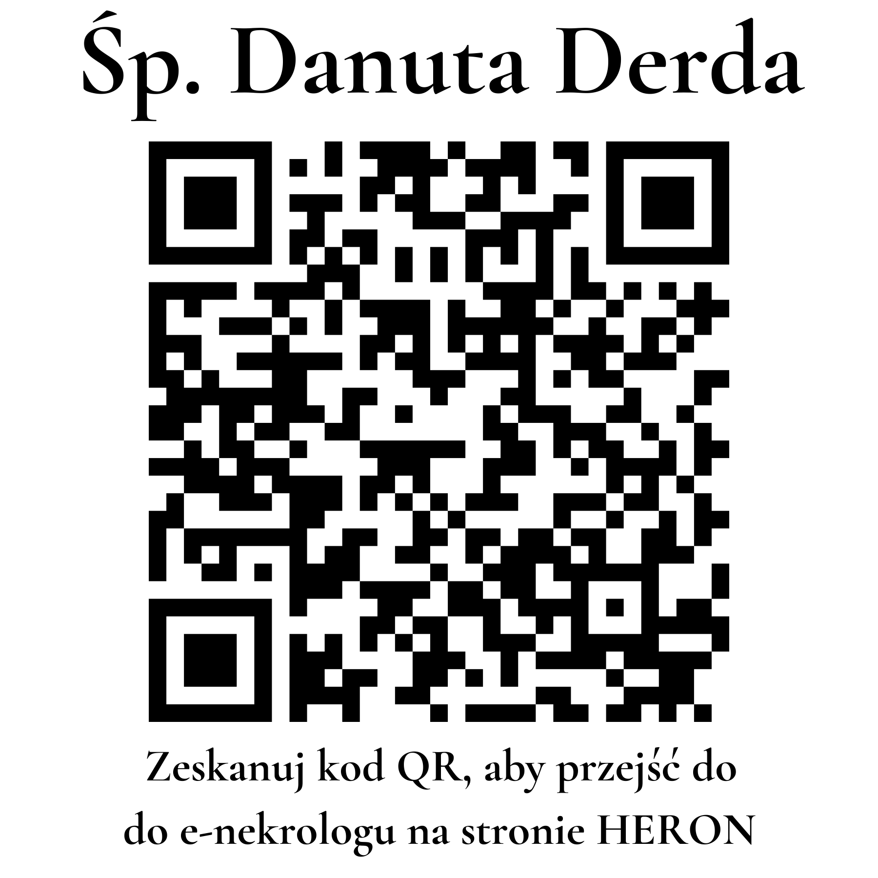 Kod QR do nekrologu Danuta Derda Kod QR do nekrologu Danuta Derda