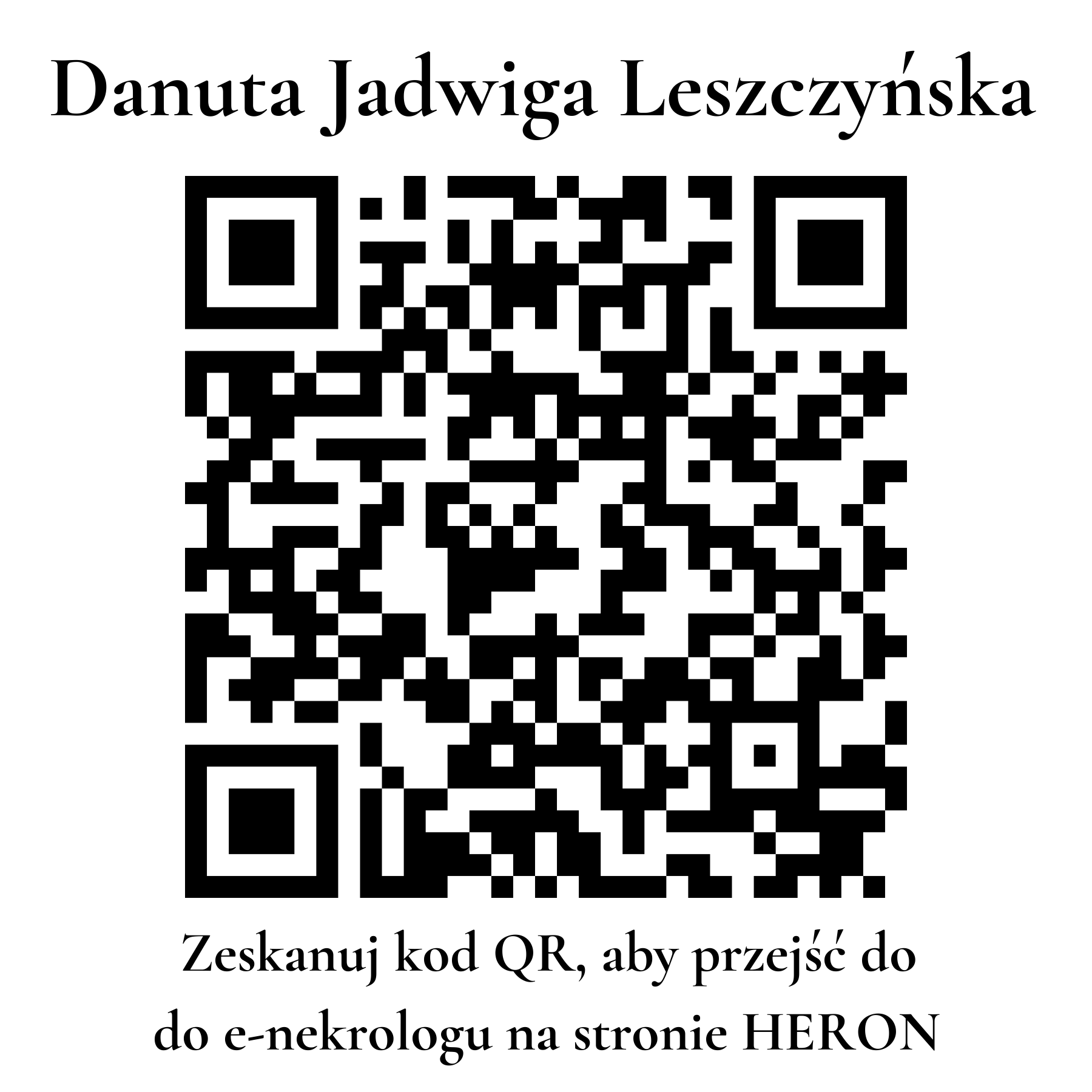 Kod QR do nekrologu Danuta Jadwiga Leszczyńska