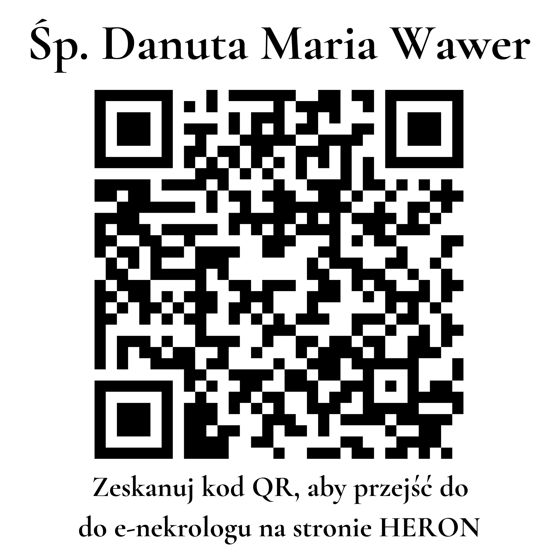 Kod QR do nekrologu Danuta Maria Wawer Kod QR do nekrologu Danuta Maria Wawer