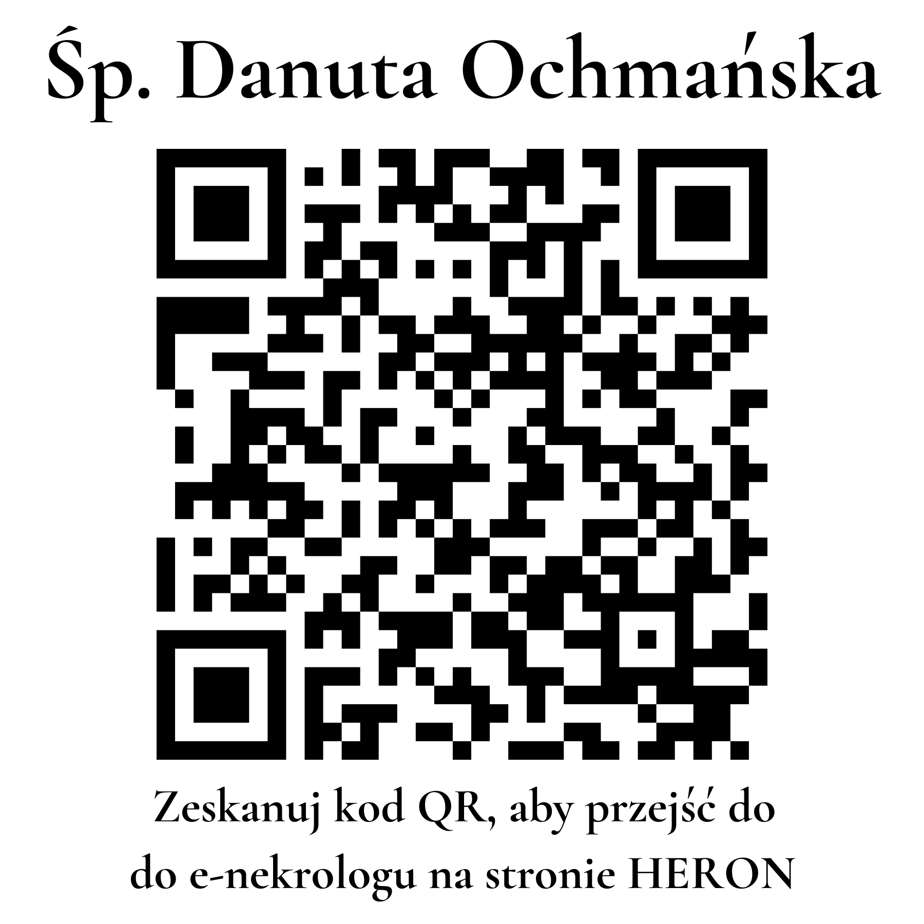 Kod QR do nekrologu Danuta Ochmańska Kod QR do nekrologu Danuta Ochmańska