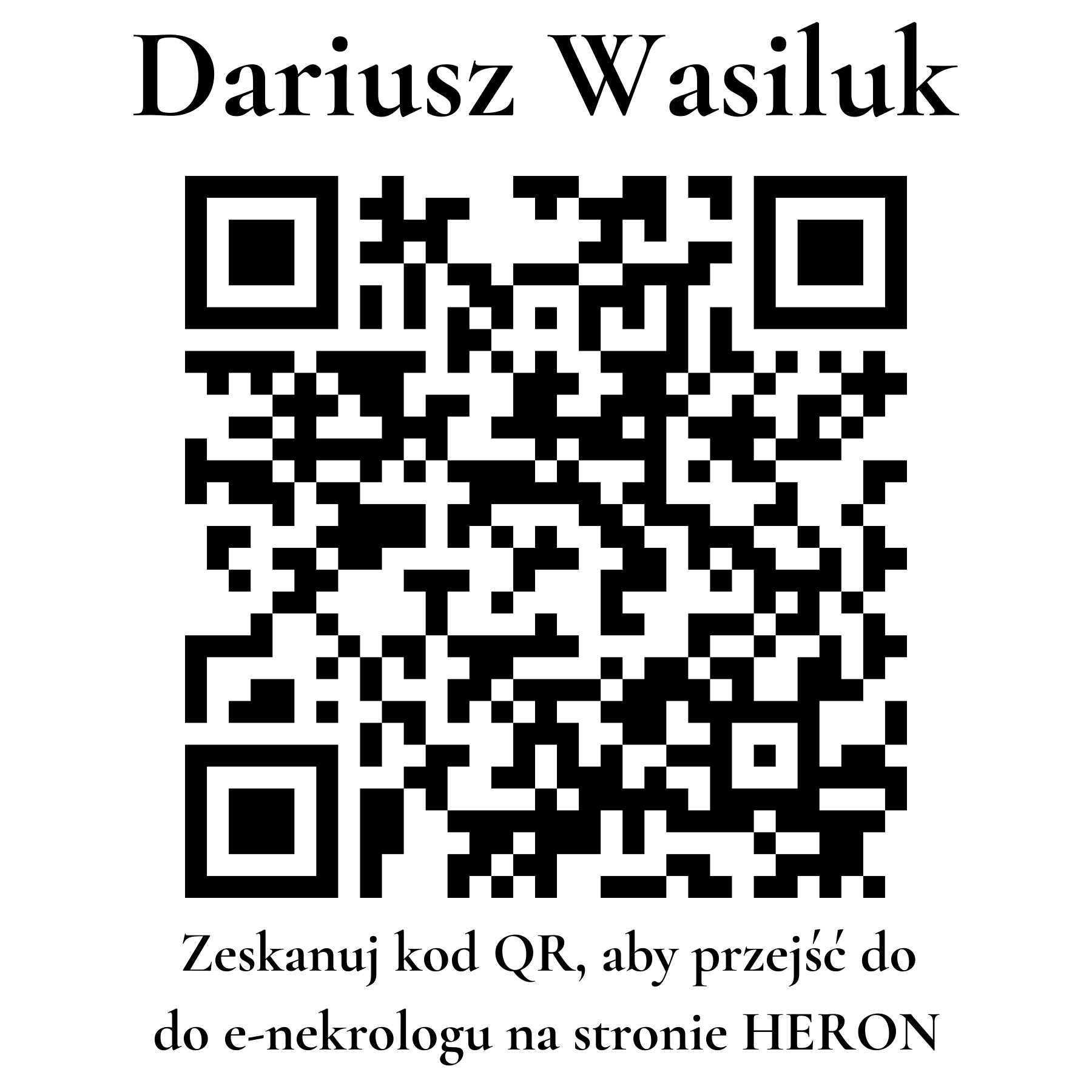Kod QR do nekrologu Dariusz Wasiluk Kod QR do nekrologu Dariusz Wasiluk