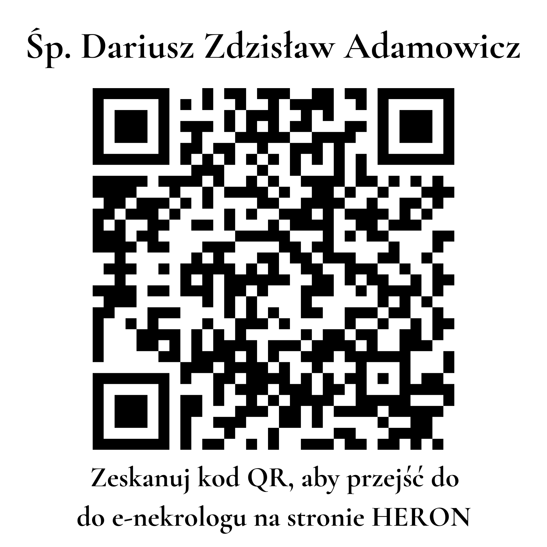 Kod QR do nekrologu Dariusz Zdzisław Adamowicz Kod QR do nekrologu Dariusz Zdzisław Adamowicz