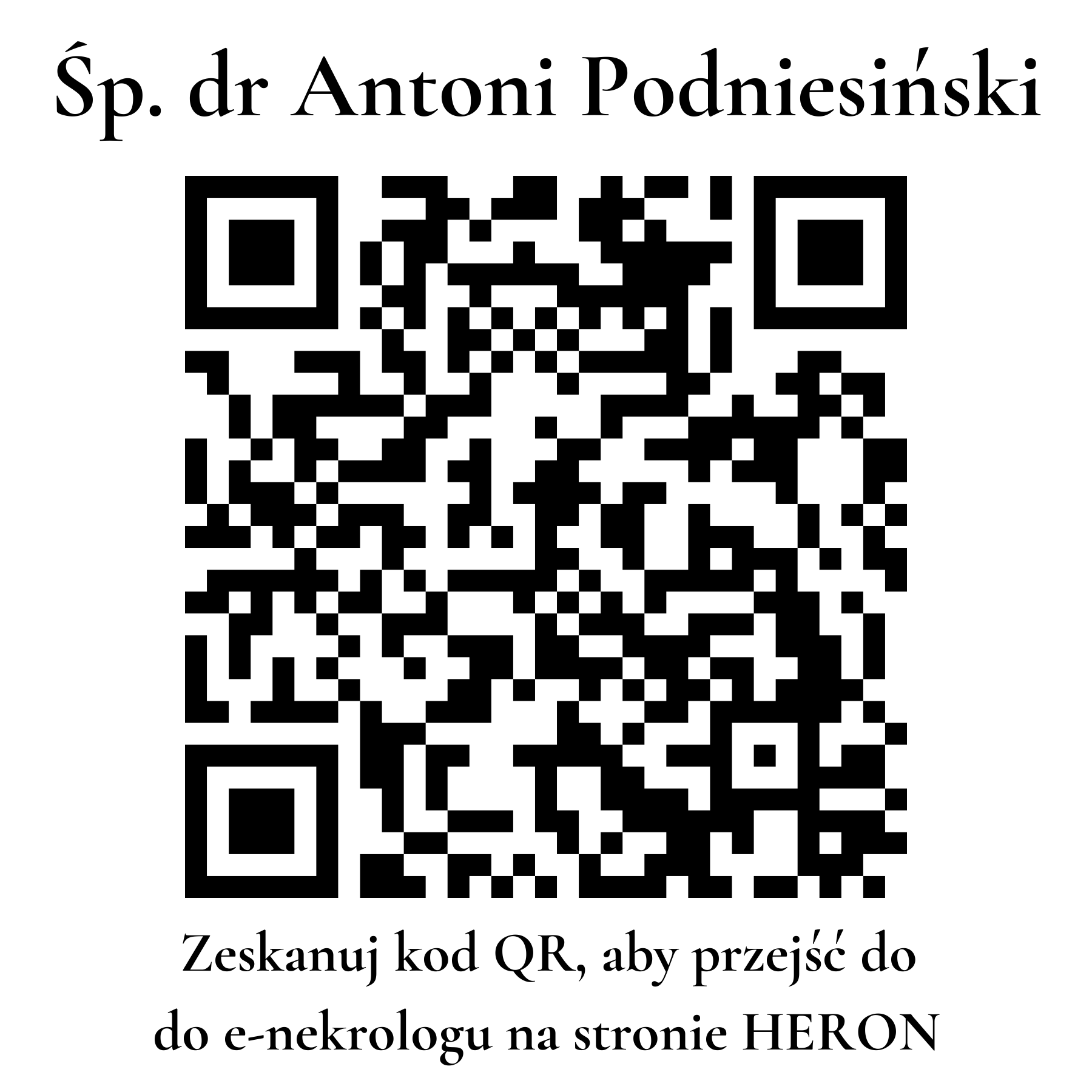 Kod QR do nekrologu dr Antoni Podniesiński