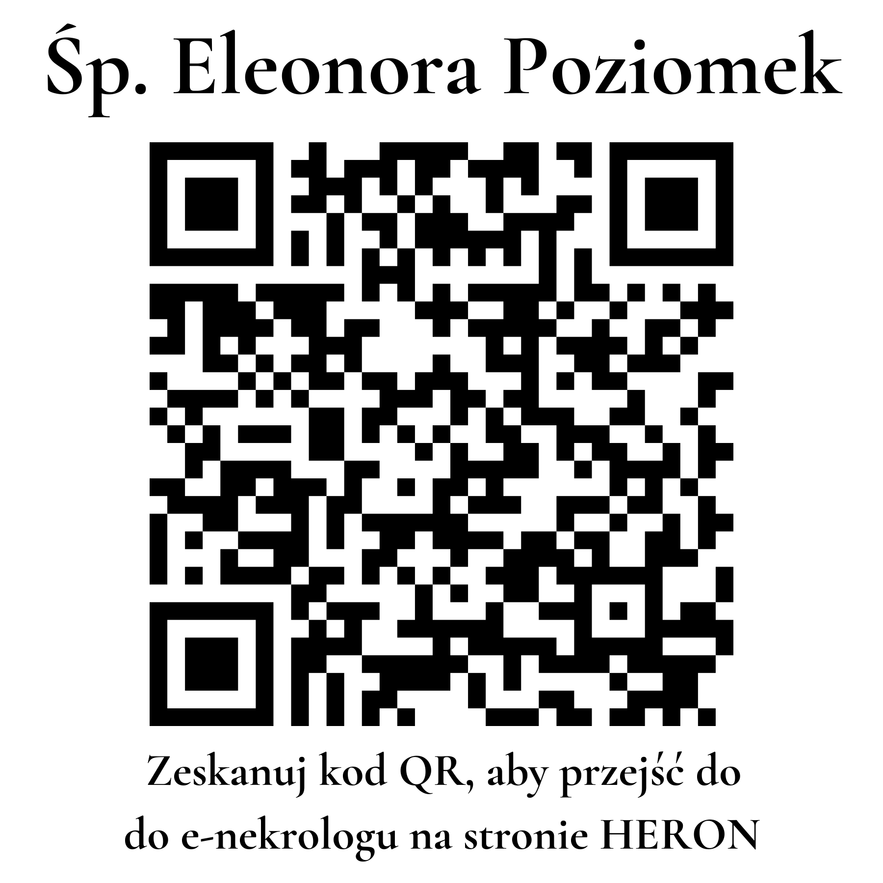 Kod QR do nekrologu Eleonora Poziomek Kod QR do nekrologu Eleonora Poziomek
