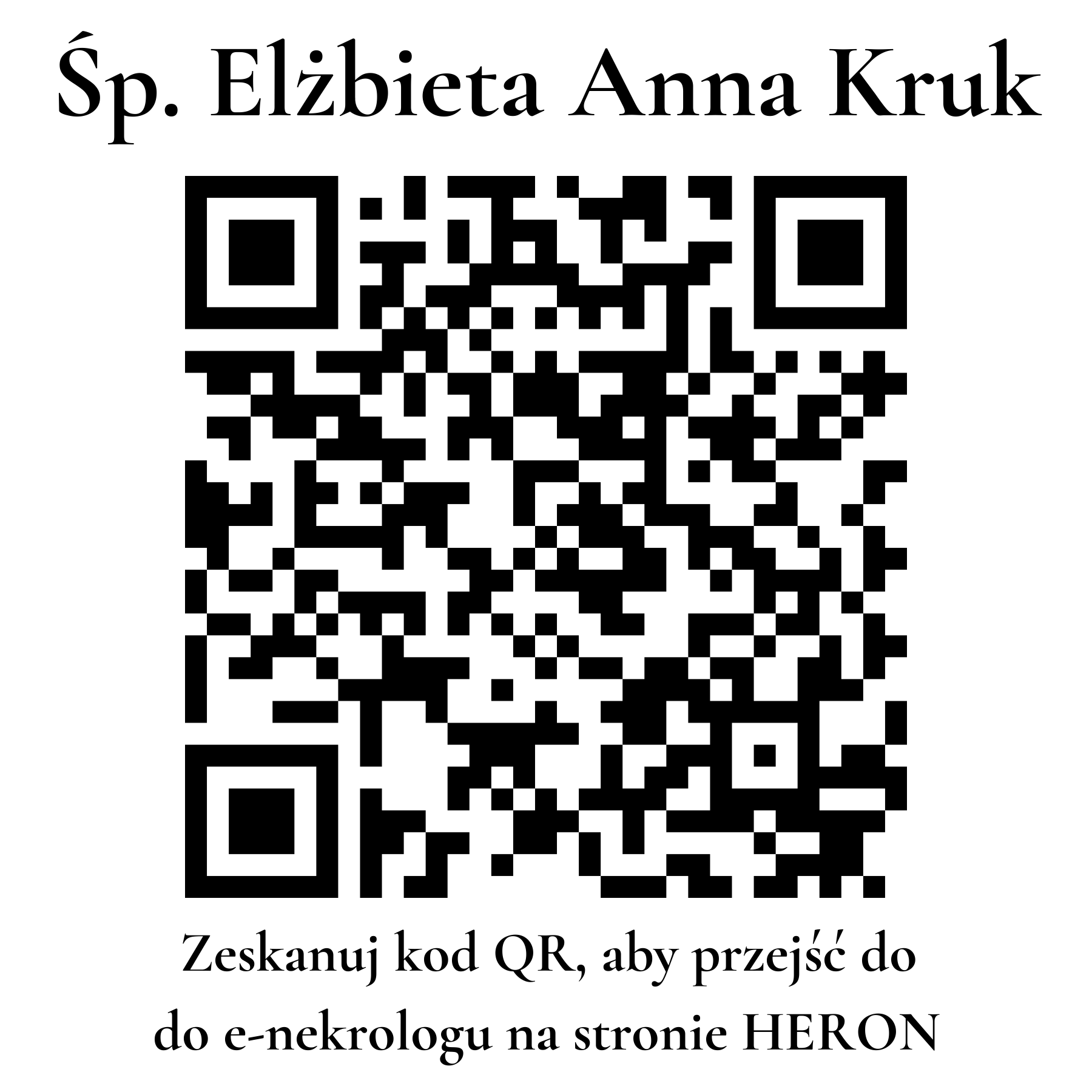 Kod QR do nekrologu Elżbieta Anna Kruk Kod QR do nekrologu Elżbieta Anna Kruk