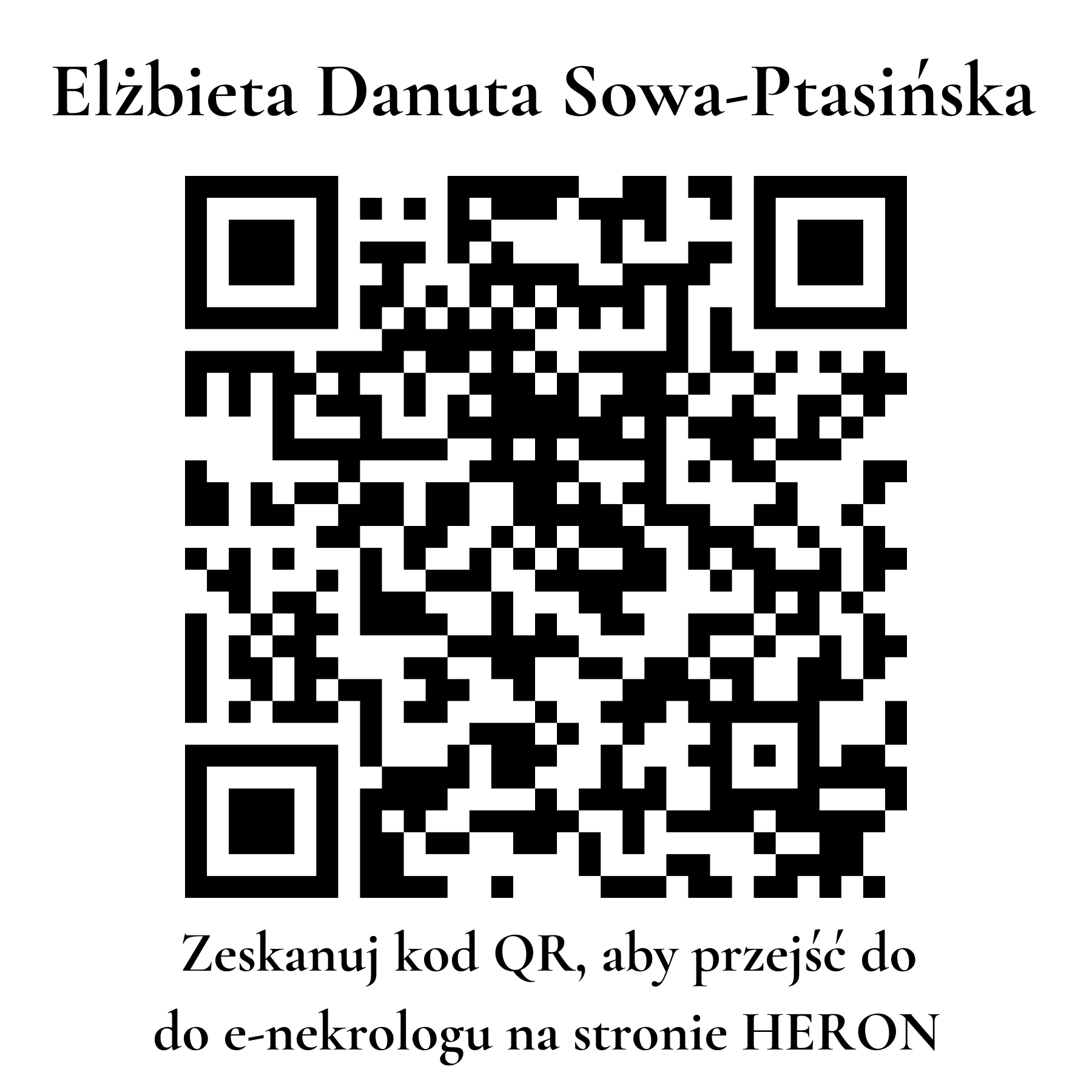 Kod QR do nekrologu Elżbieta Danuta Sowa-Ptasińska