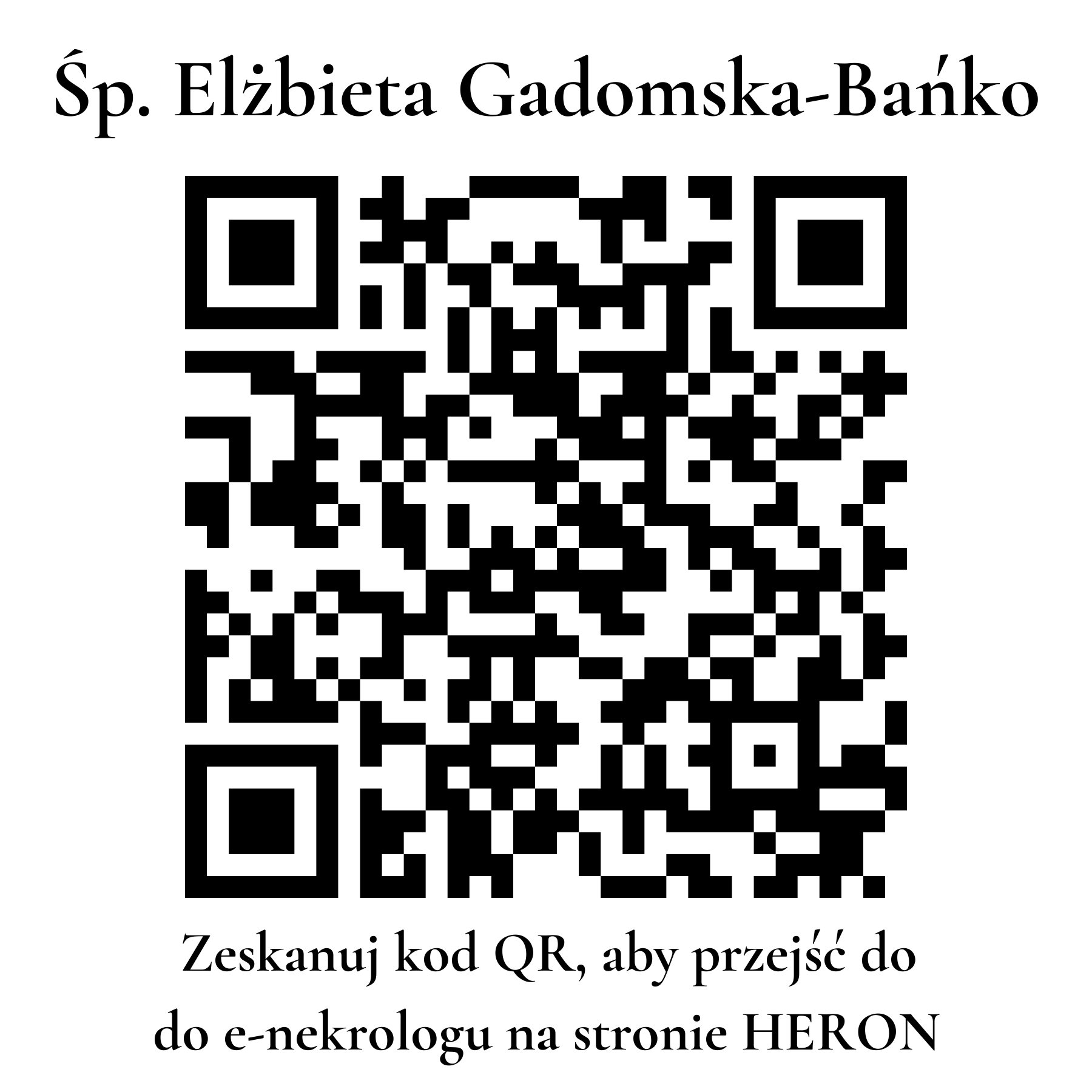 Kod QR do nekrologu Elżbieta Gadomska-Bańko
