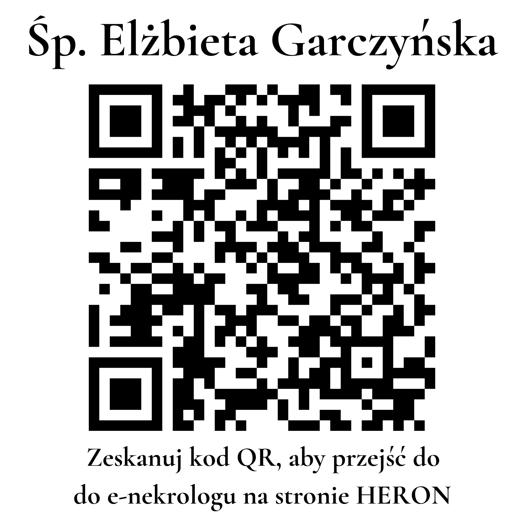 Kod QR do nekrologu Elżbieta Garczyńska