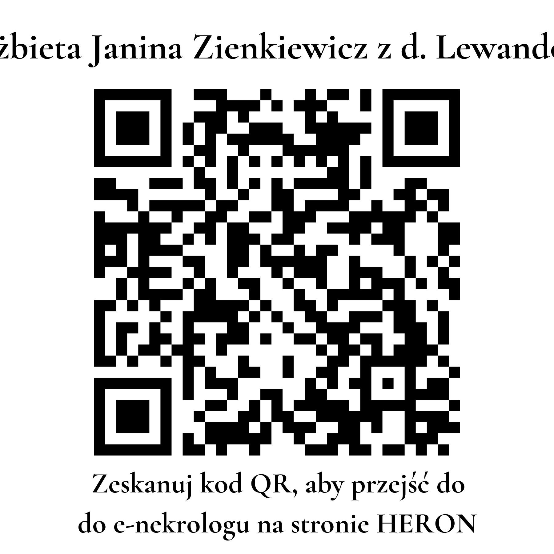 Kod QR do nekrologu Elżbieta Janina Zienkiewicz z d. Lewandowska