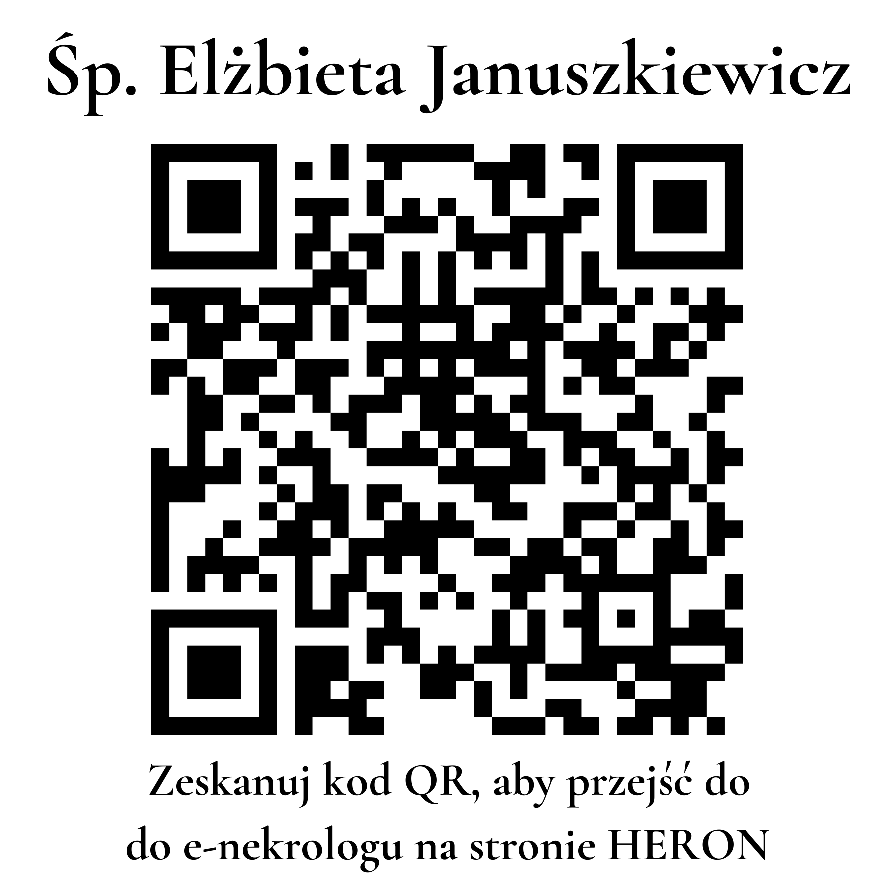 Kod QR do nekrologu Elżbieta Januszkiewicz