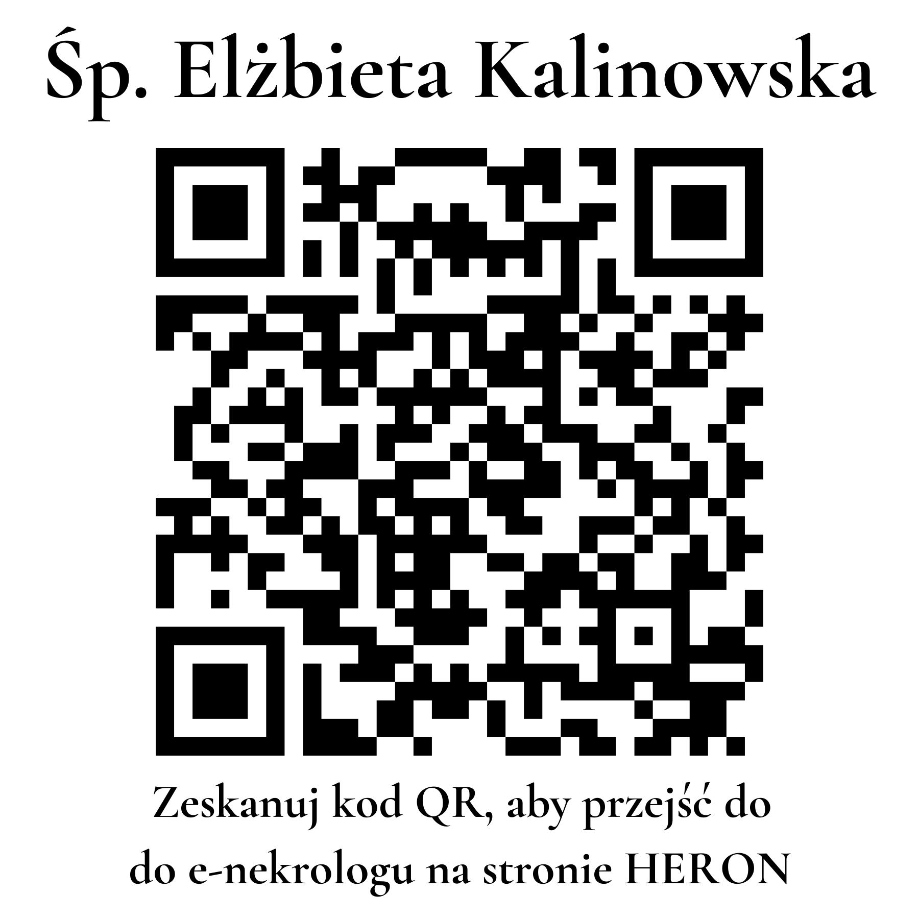 Kod QR do nekrologu Elżbieta Kalinowska Kod QR do nekrologu Elżbieta Kalinowska