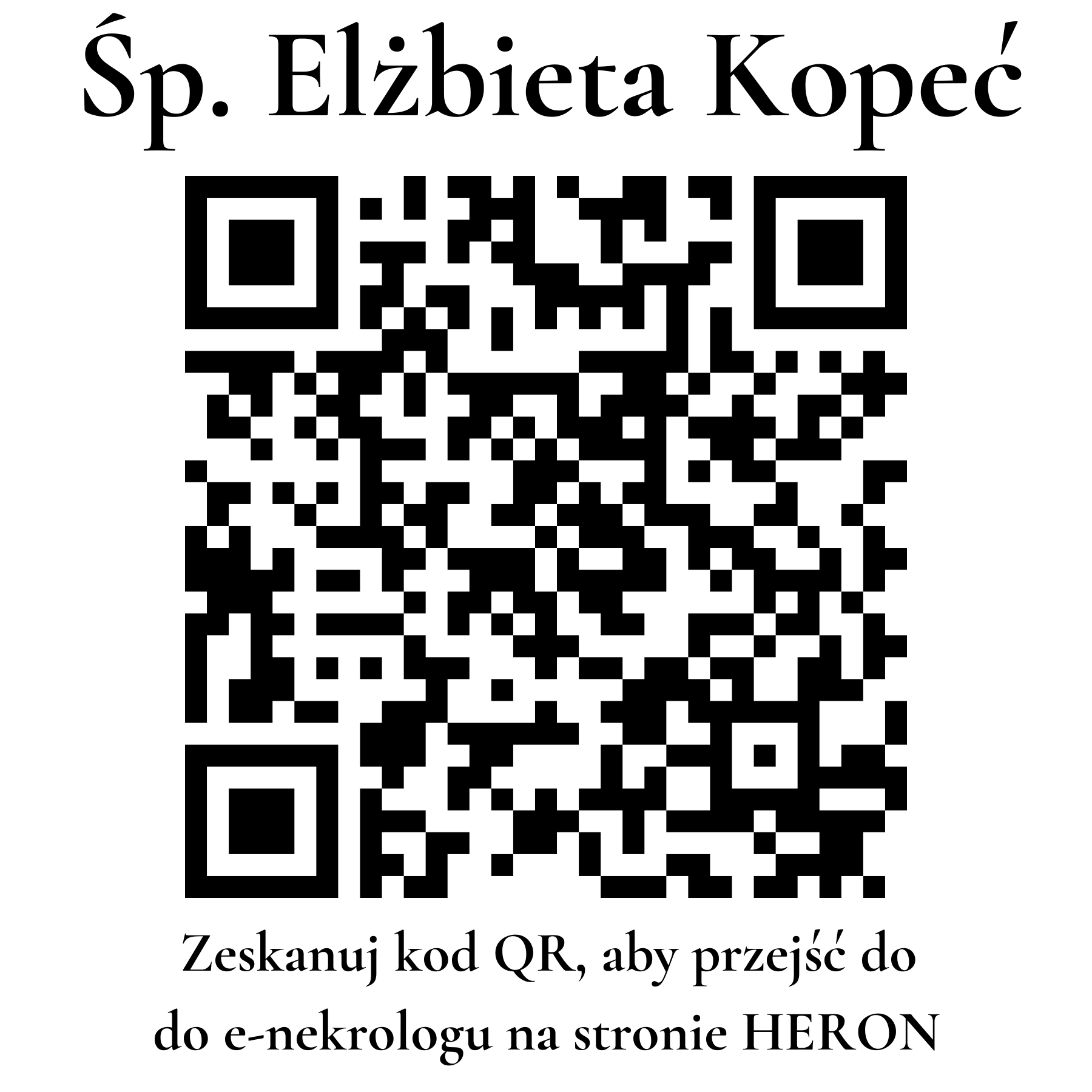 Kod QR do nekrologu Elżbieta Kopeć Kod QR do nekrologu Elżbieta Kopeć