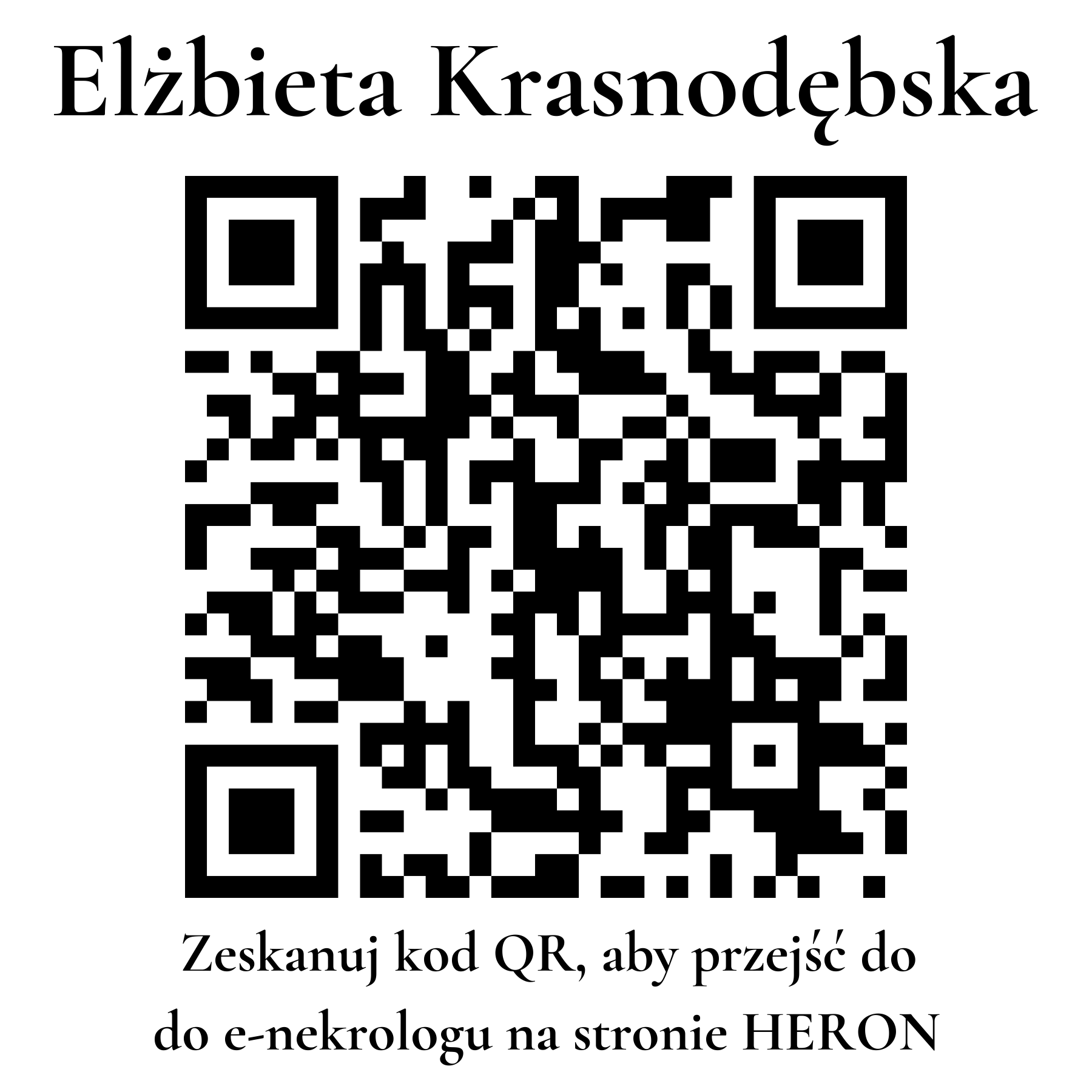 Kod QR do nekrologu Elżbieta Krasnodębska Kod QR do nekrologu Elżbieta Krasnodębska