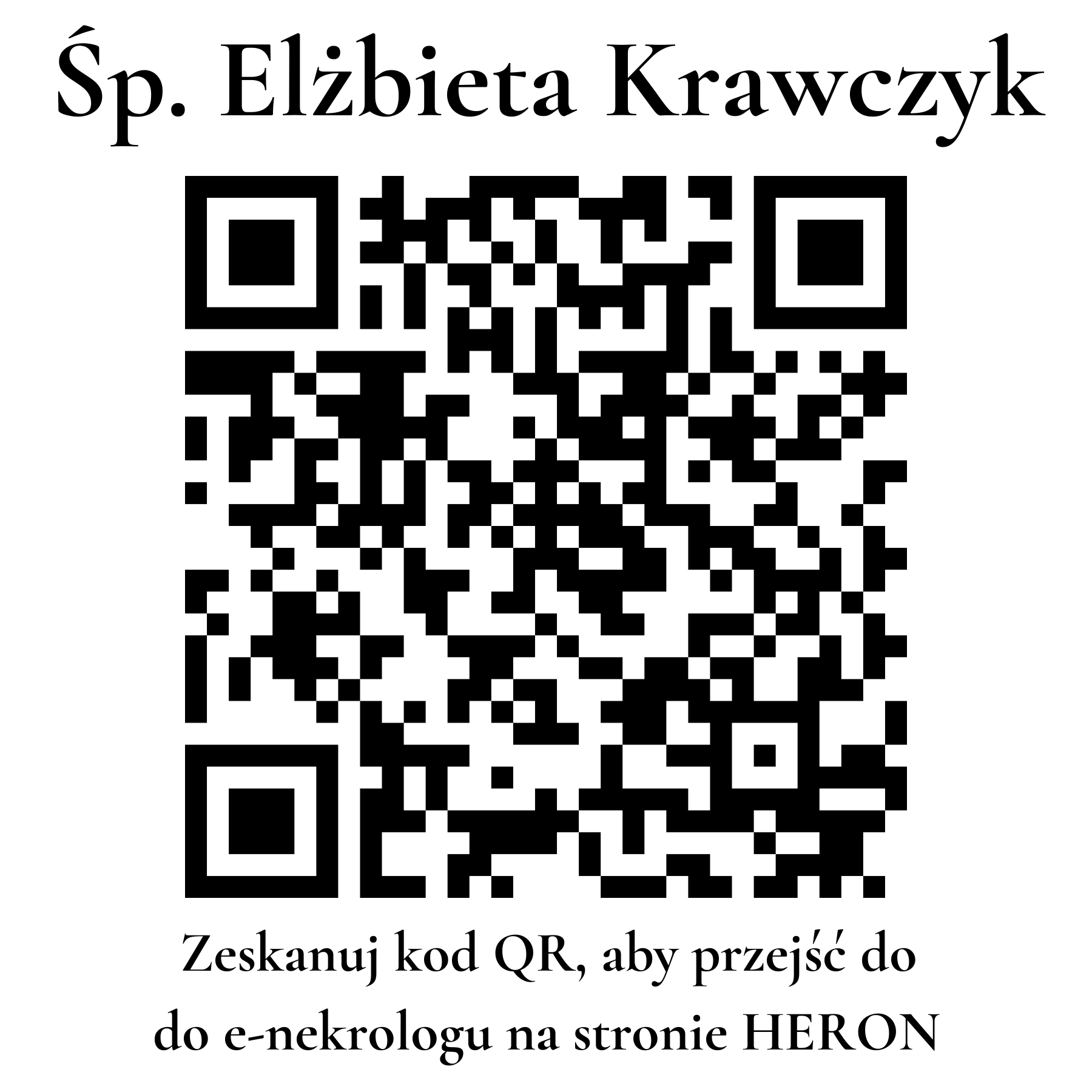 Kod QR do nekrologu Elżbieta Krawczyk Kod QR do nekrologu Elżbieta Krawczyk