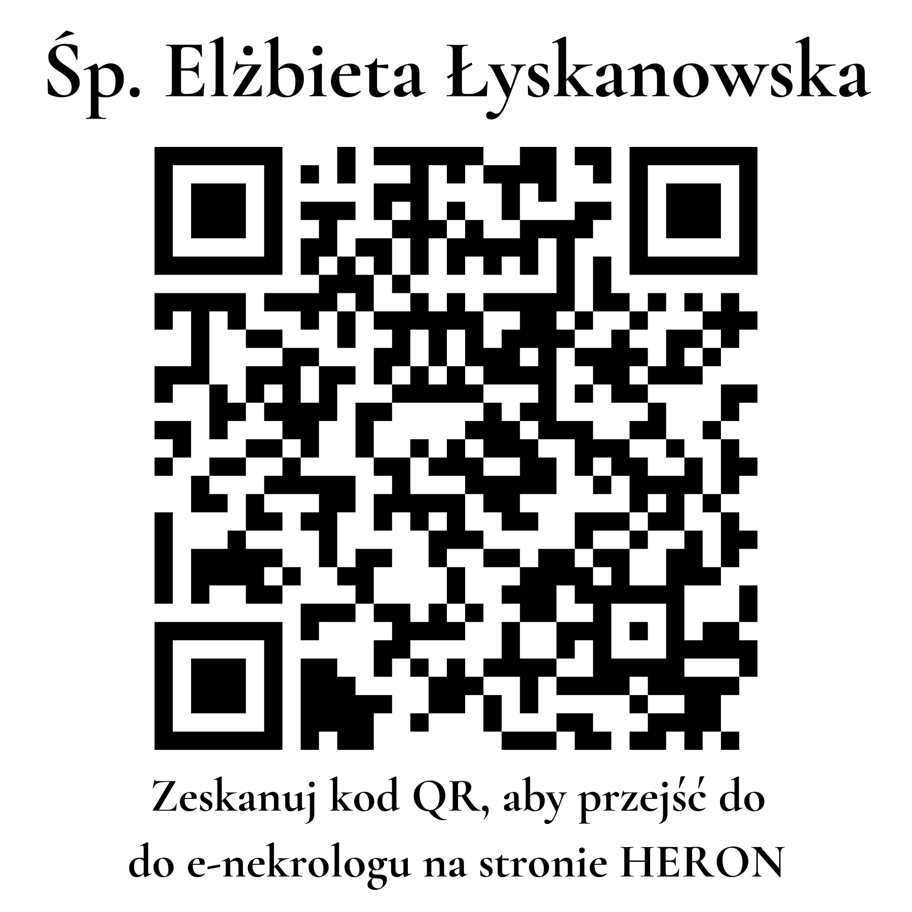 Kod QR do nekrologu Elżbieta Łyskanowska Kod QR do nekrologu Elżbieta Łyskanowska