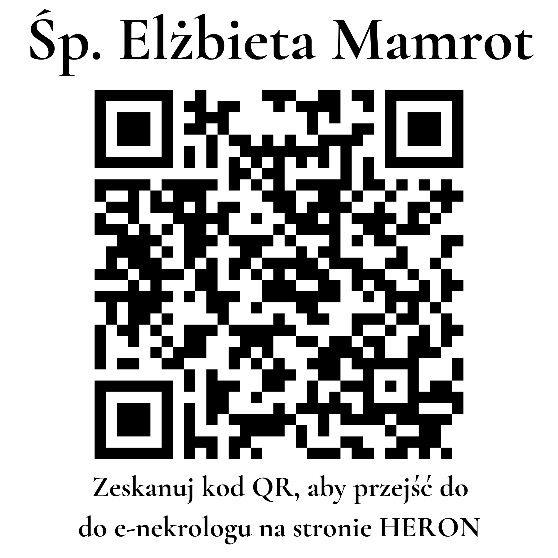 Kod QR do nekrologu Elżbieta Mamrot Kod QR do nekrologu Elżbieta Mamrot