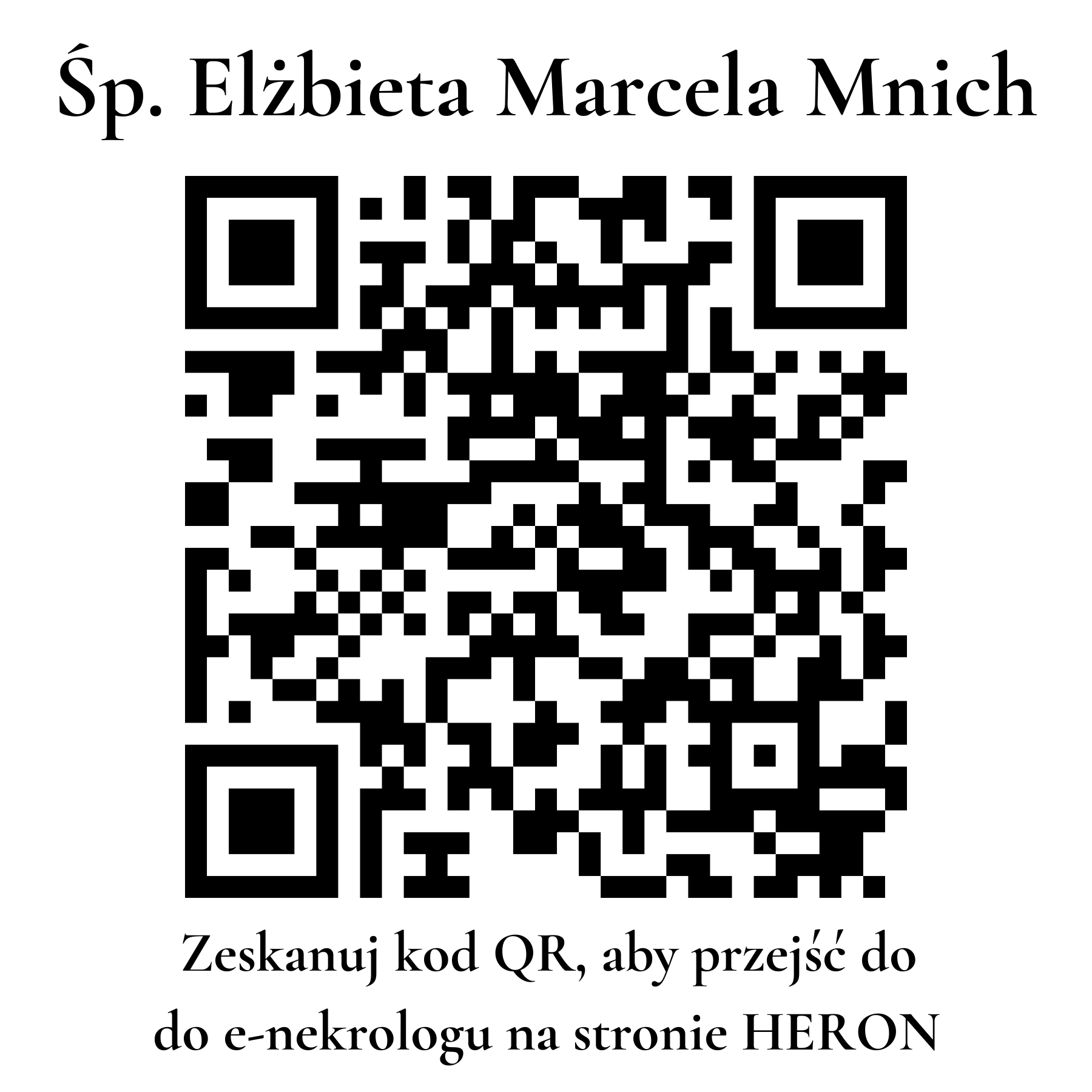 Kod QR do nekrologu Elżbieta Marcela Mnich