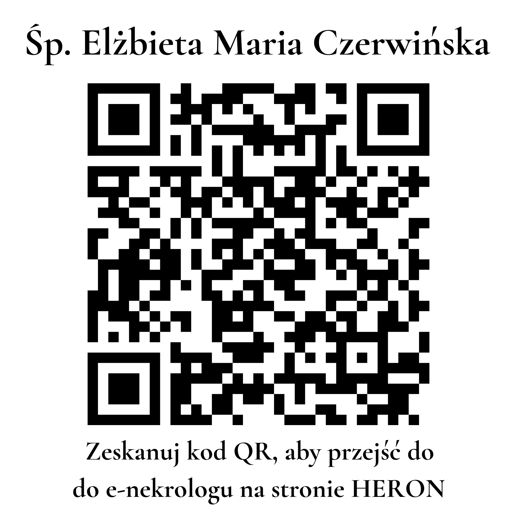 Kod QR do nekrologu Elżbieta Maria Czerwińska Kod QR do nekrologu Elżbieta Maria Czerwińska
